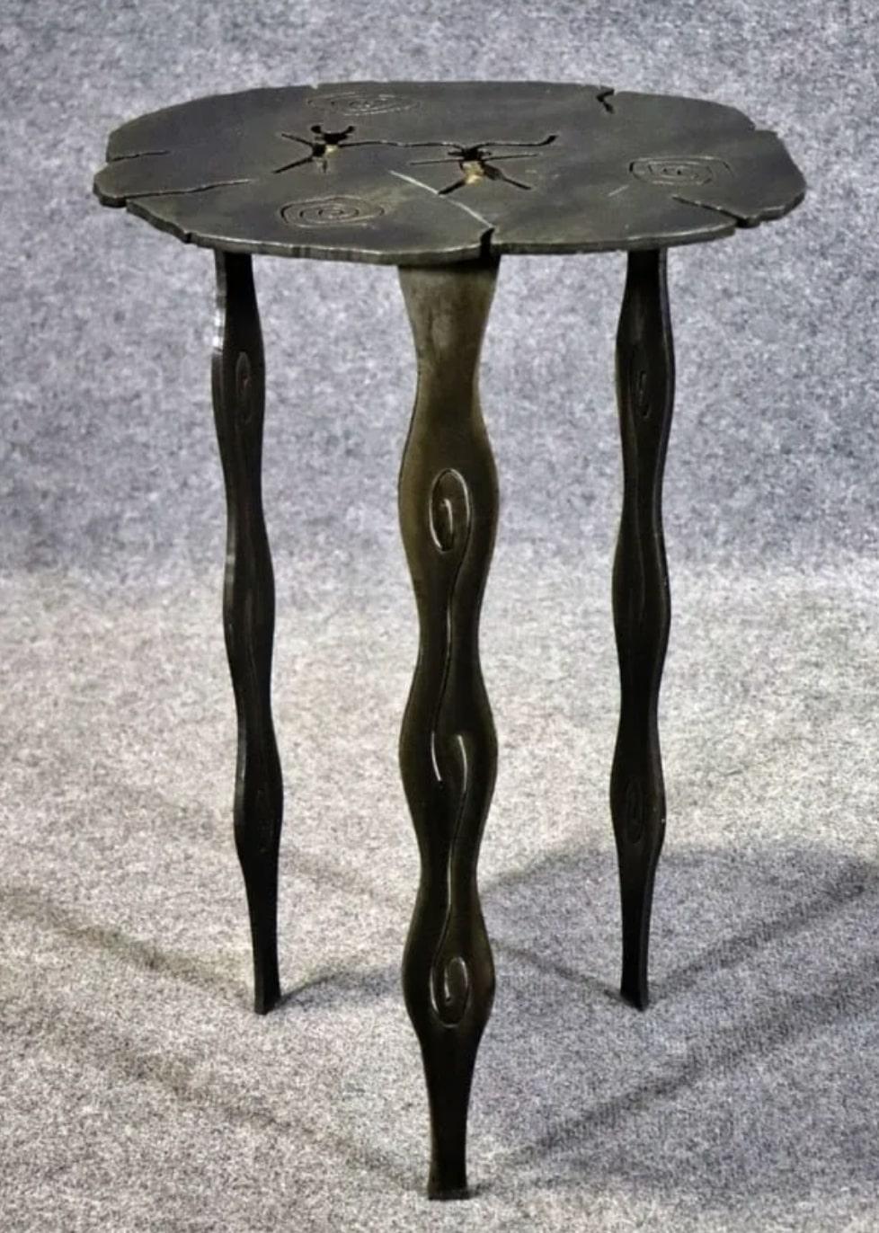 Hand Crafted Metal Side Table In Good Condition For Sale In Brooklyn, NY