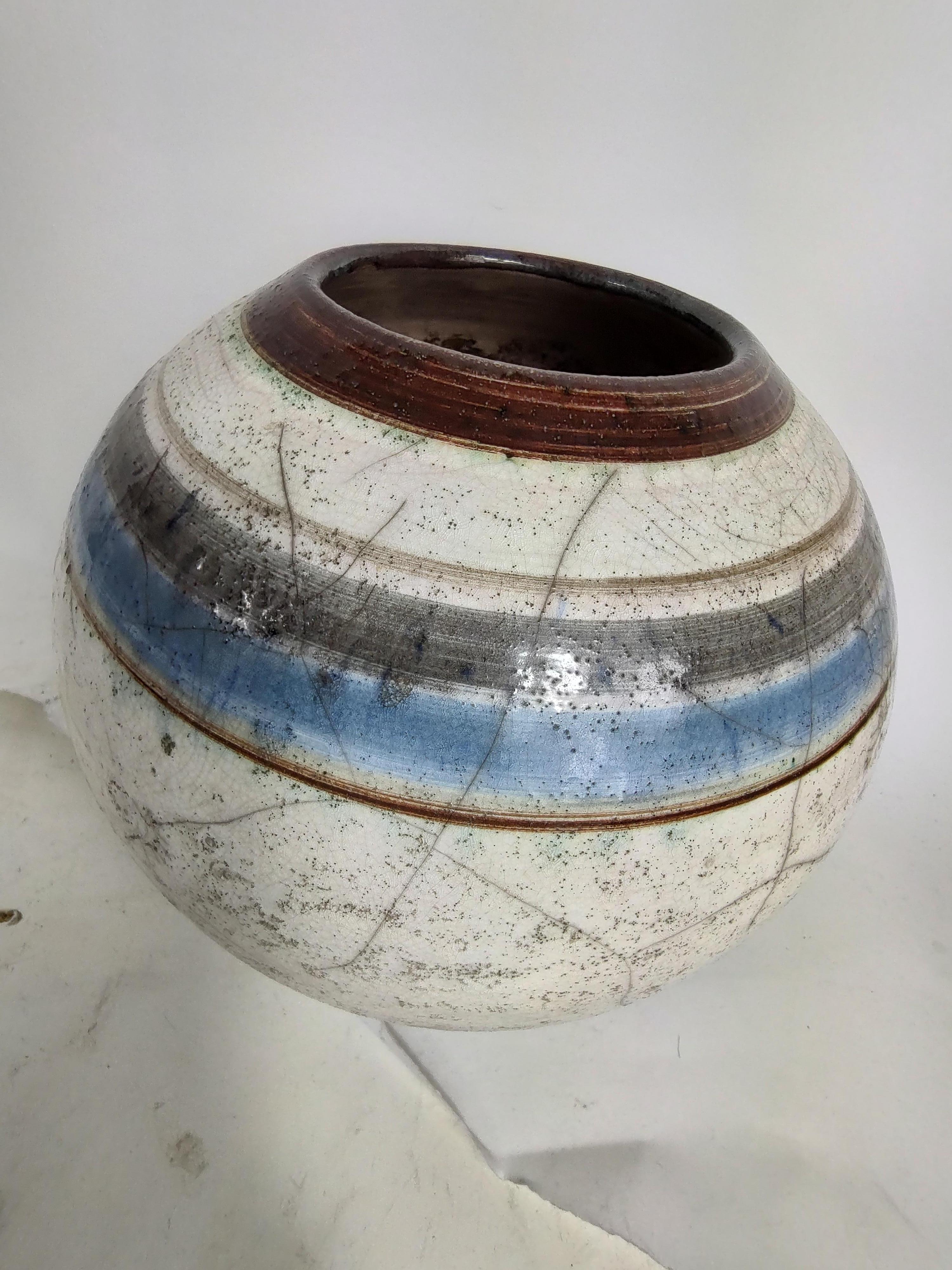 Hand-Crafted Hand Crafted Mid-Century Modern Vase, Pot by Artist Nancee Meeker For Sale