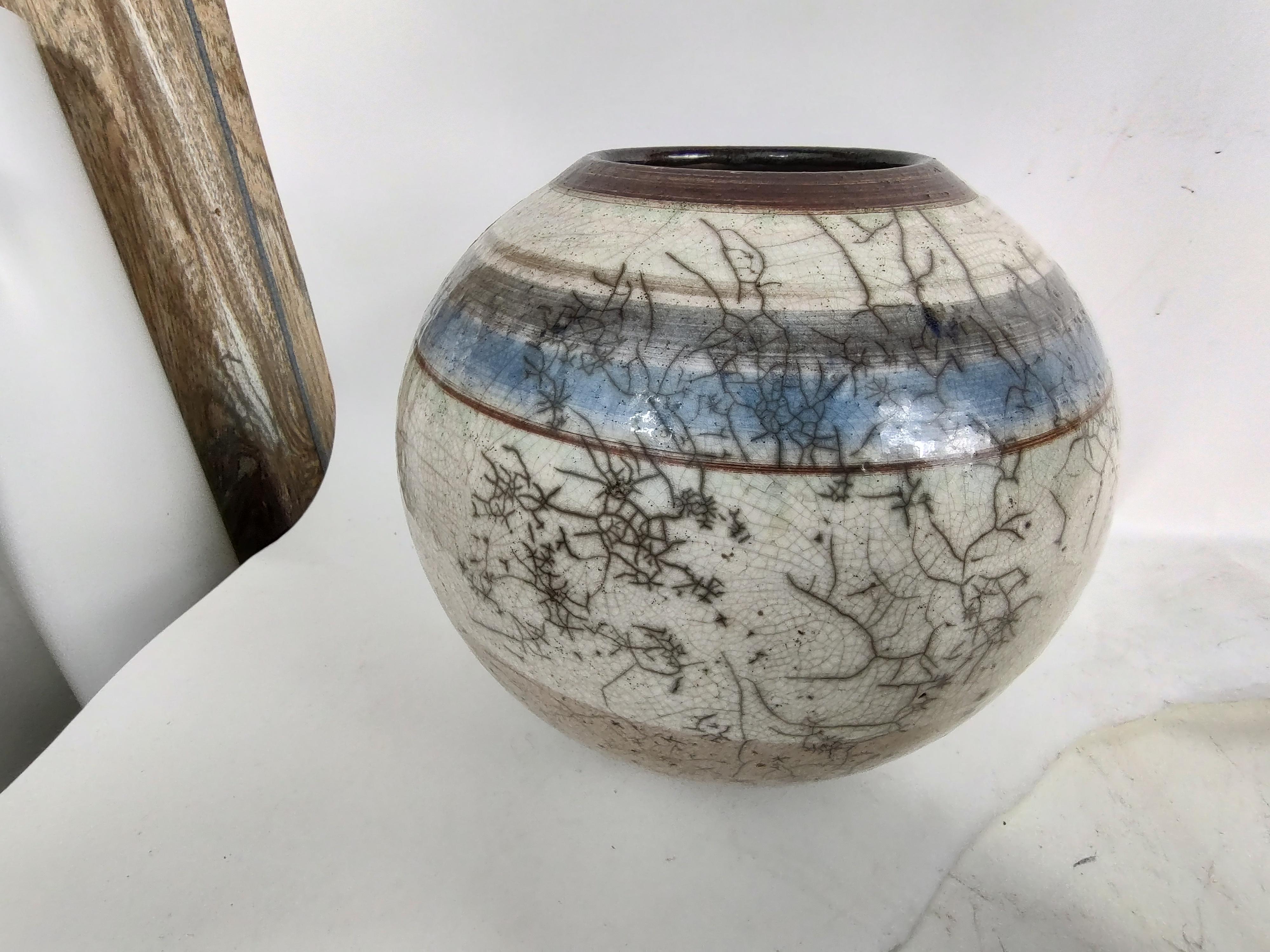 Clay Hand Crafted Mid-Century Modern Vase, Pot by Artist Nancee Meeker For Sale