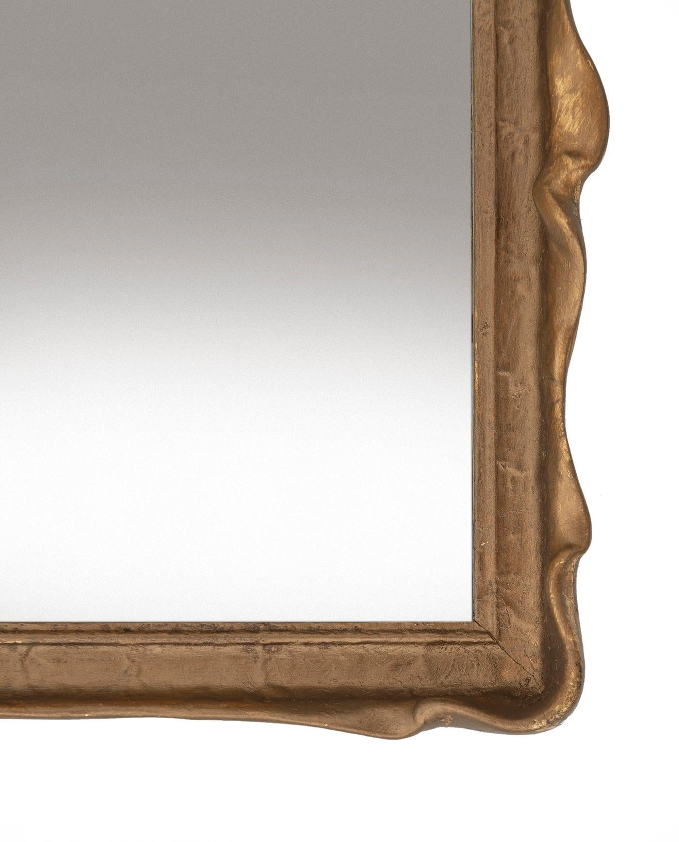 Hand crafted Miniature Gold Batwing Accent Mirror In Good Condition For Sale In Malibu, CA