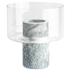 Hand-crafted Modern Vase, Green-Grey Cipollino Marble and Glass, Italy