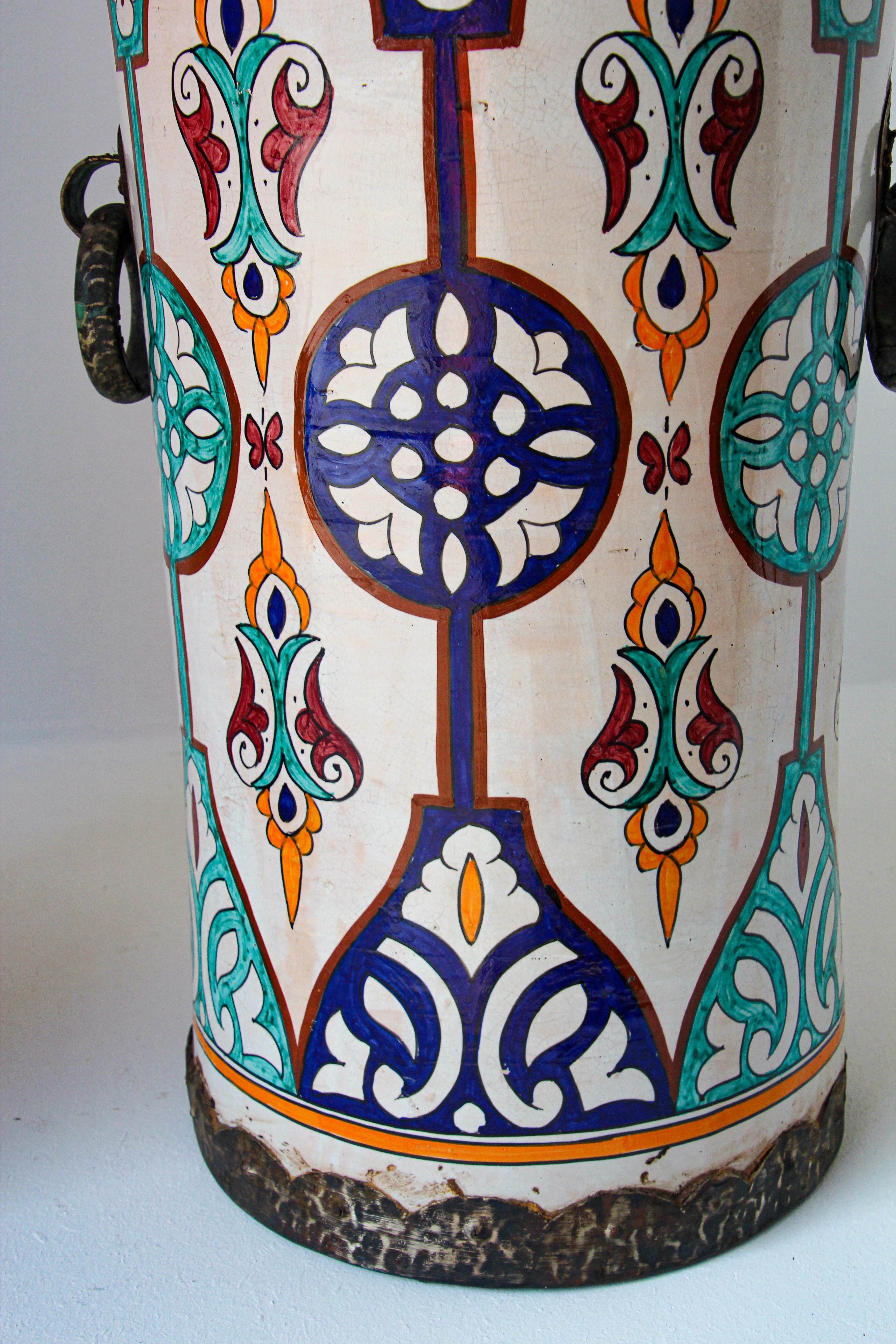 Handcrafted Moorish Ceramic Planters with Handles For Sale 6