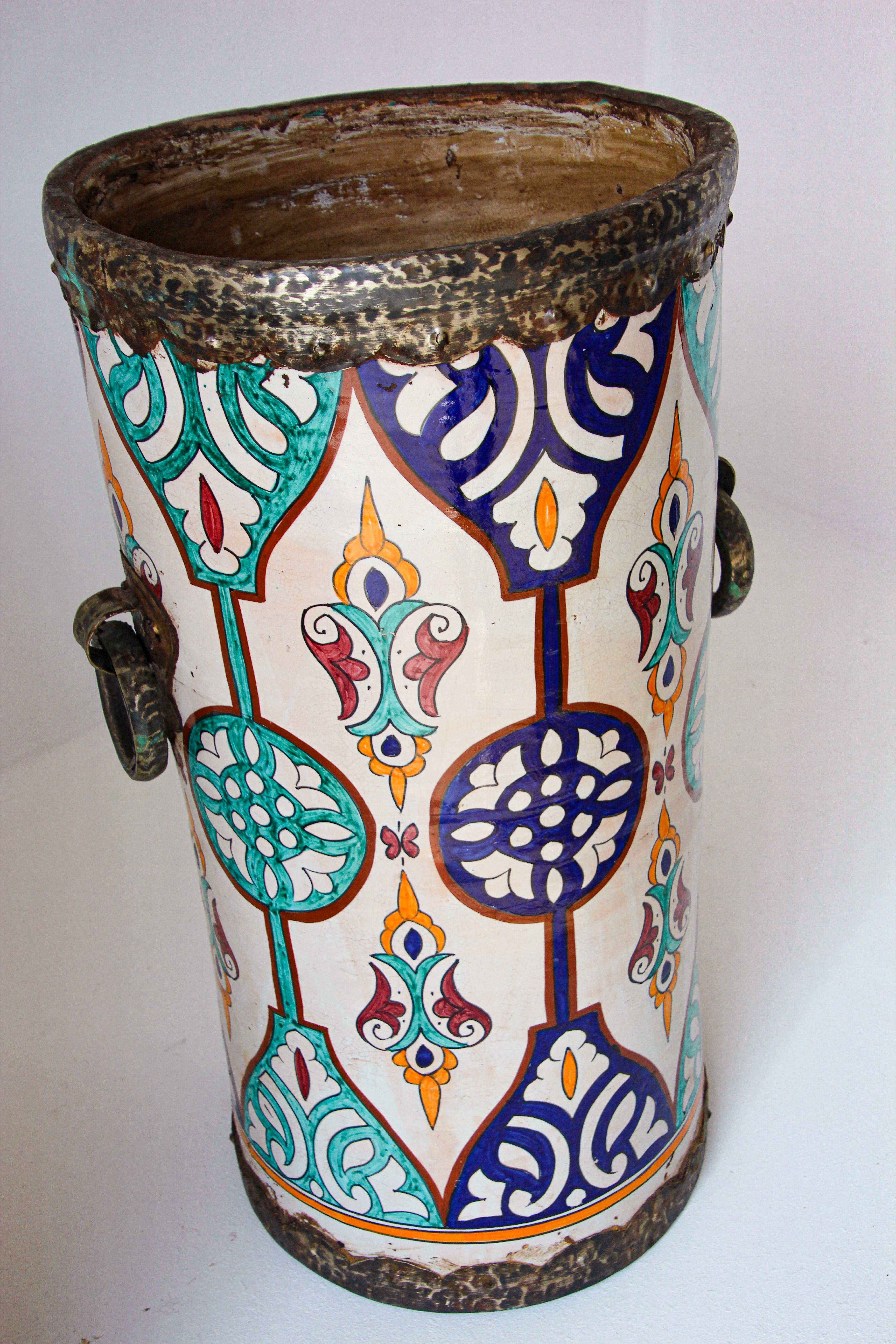 Handcrafted Moorish Ceramic Planters with Handles For Sale 7
