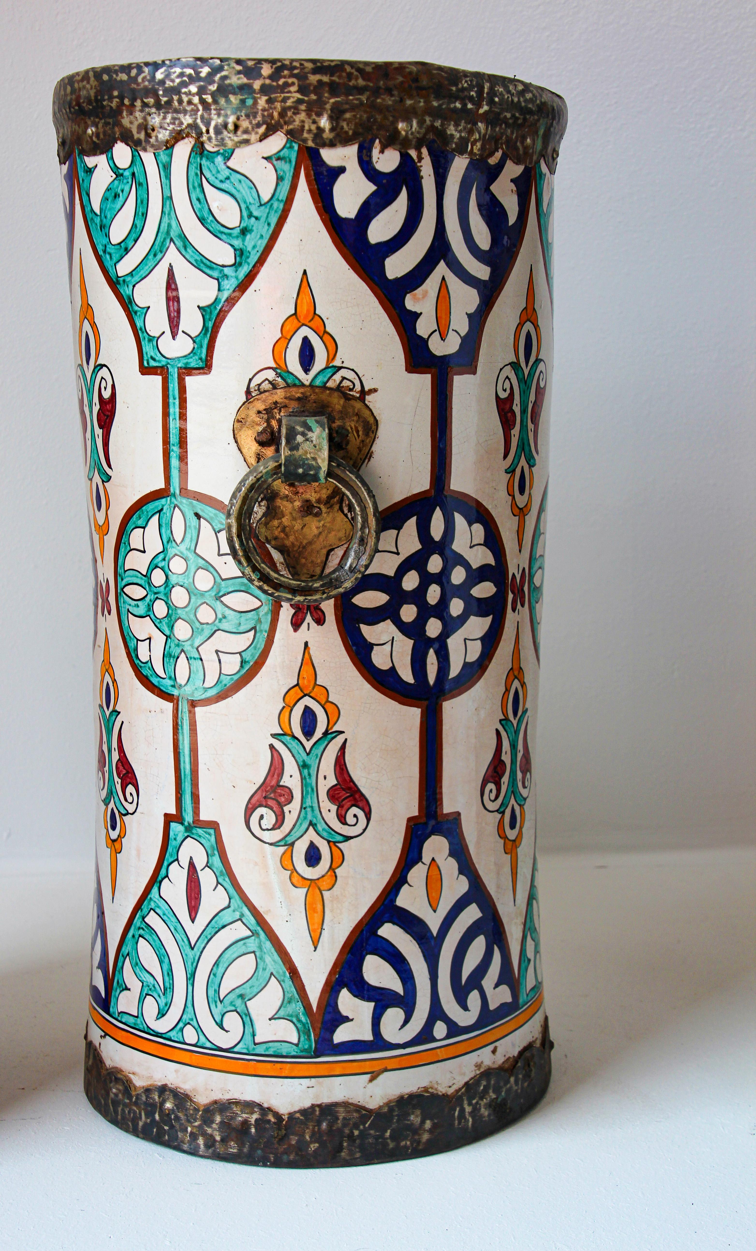 Handcrafted Moorish Ceramic Planters with Handles For Sale 8