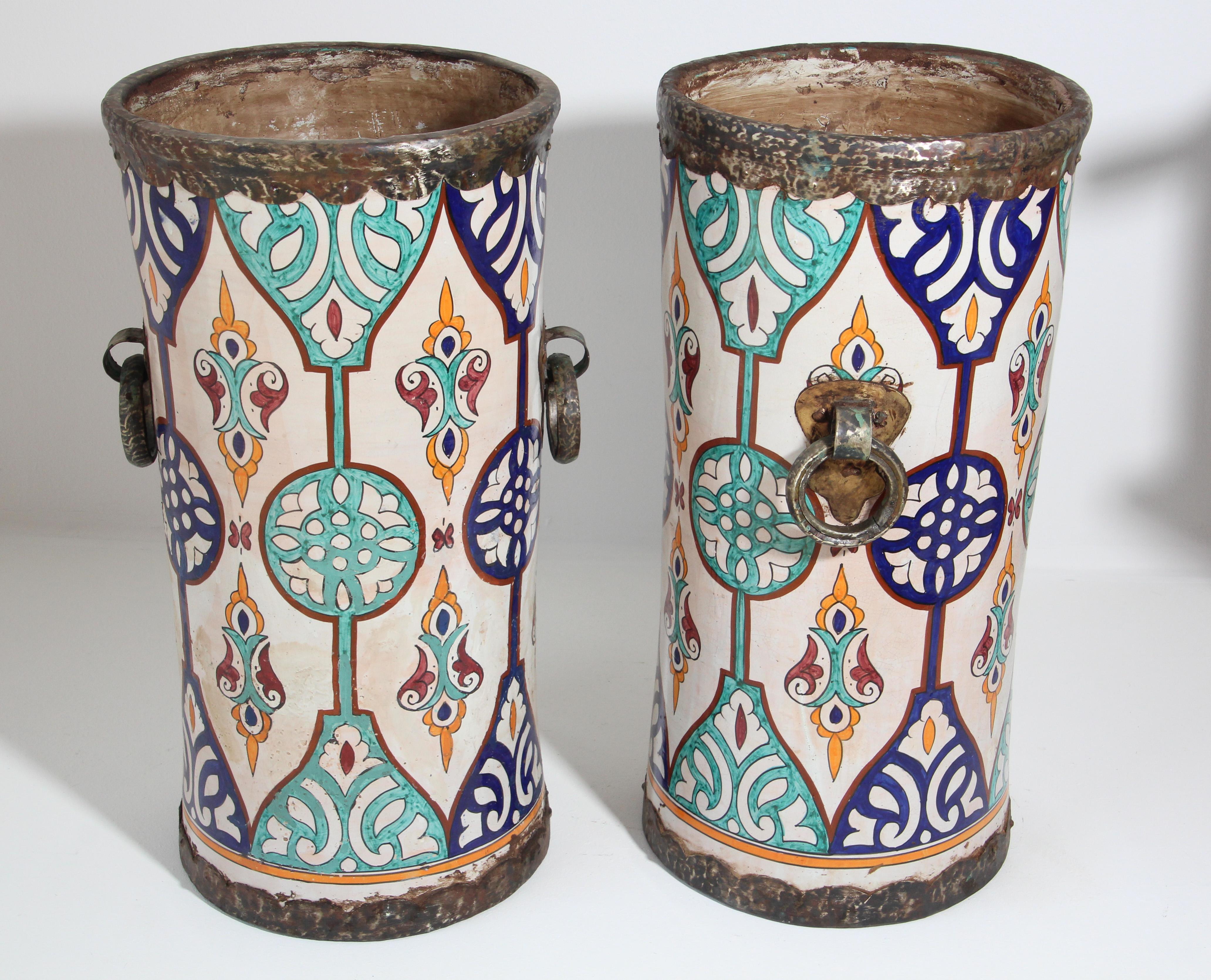 Handcrafted Moorish Ceramic Planters with Handles For Sale 10