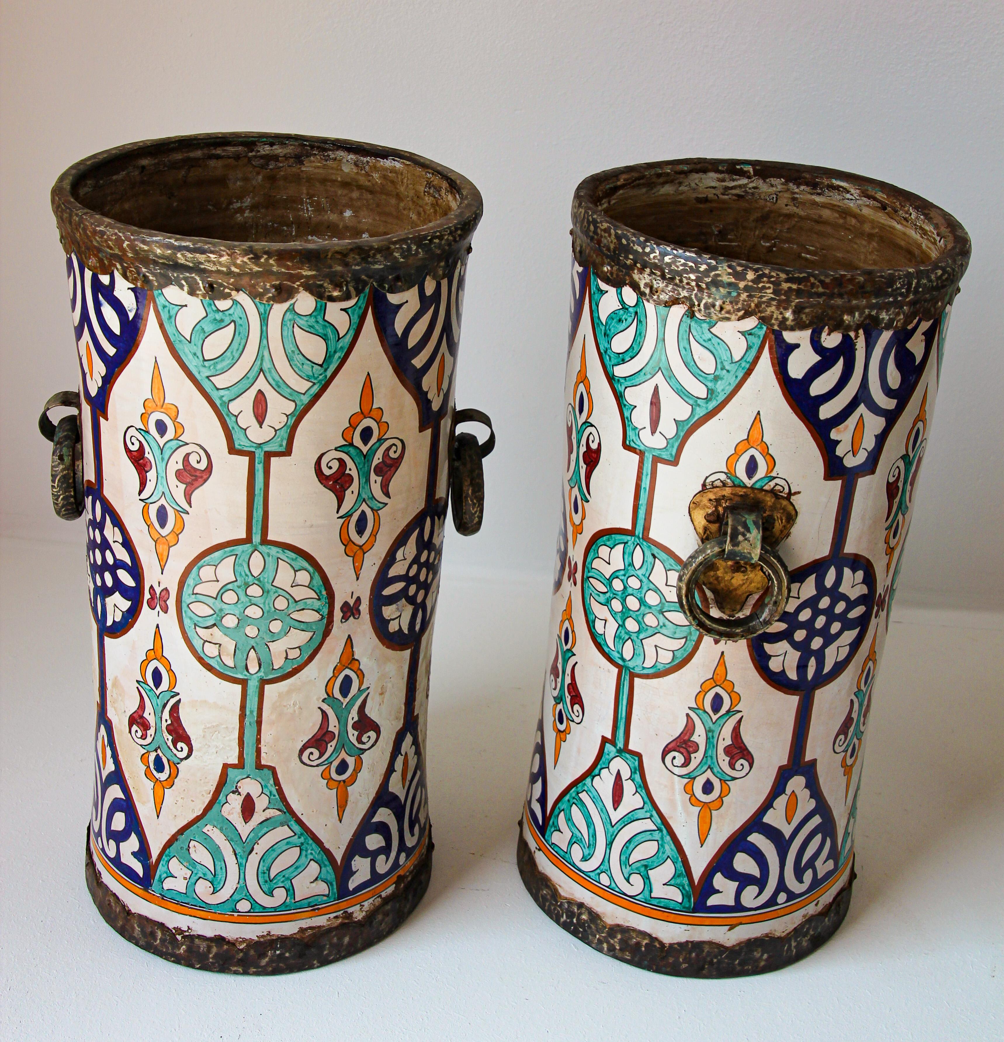 Handcrafted Moorish Ceramic Planters with Handles For Sale 14