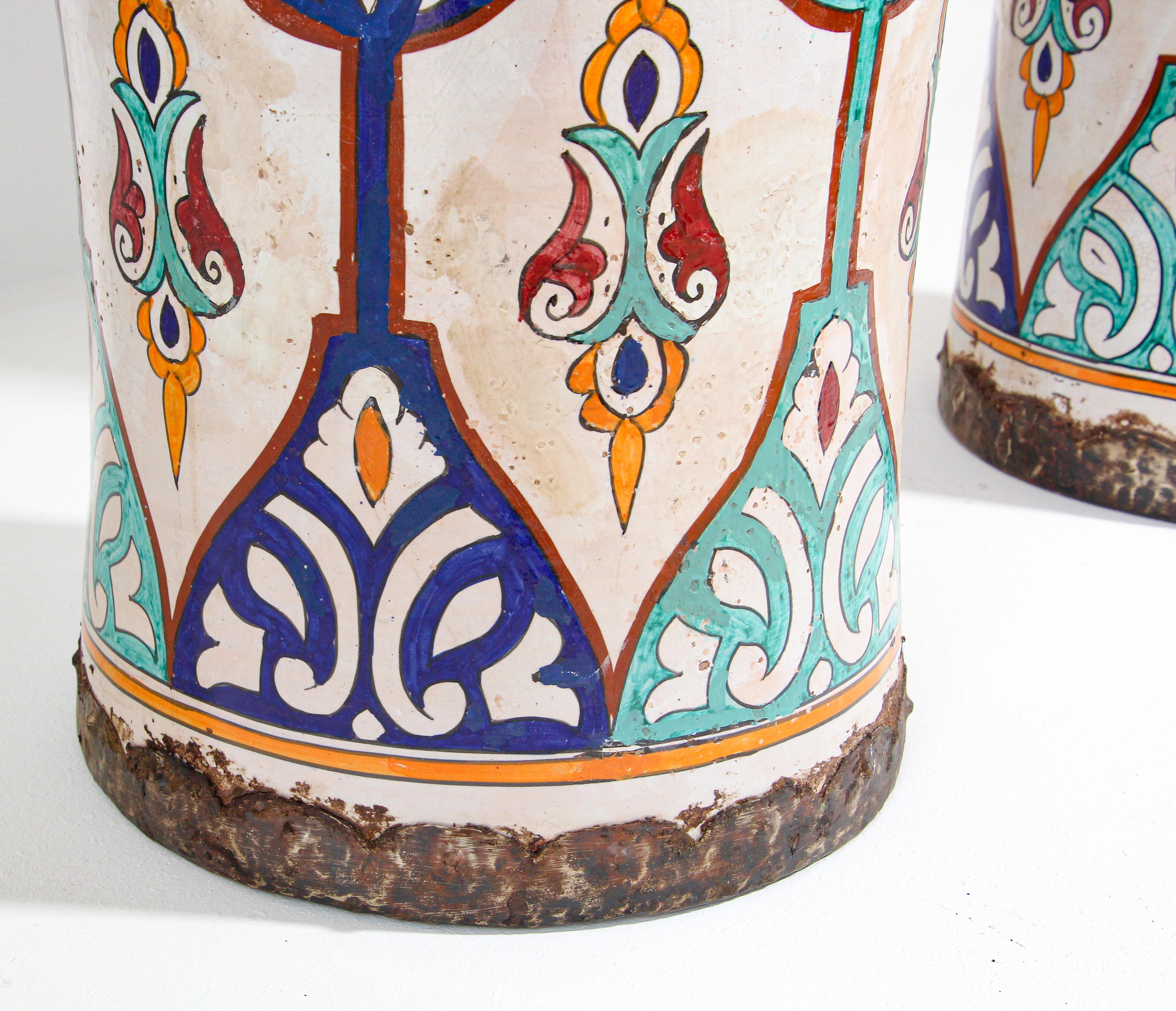 Handcrafted Moorish Ceramic Planters with Handles For Sale 2