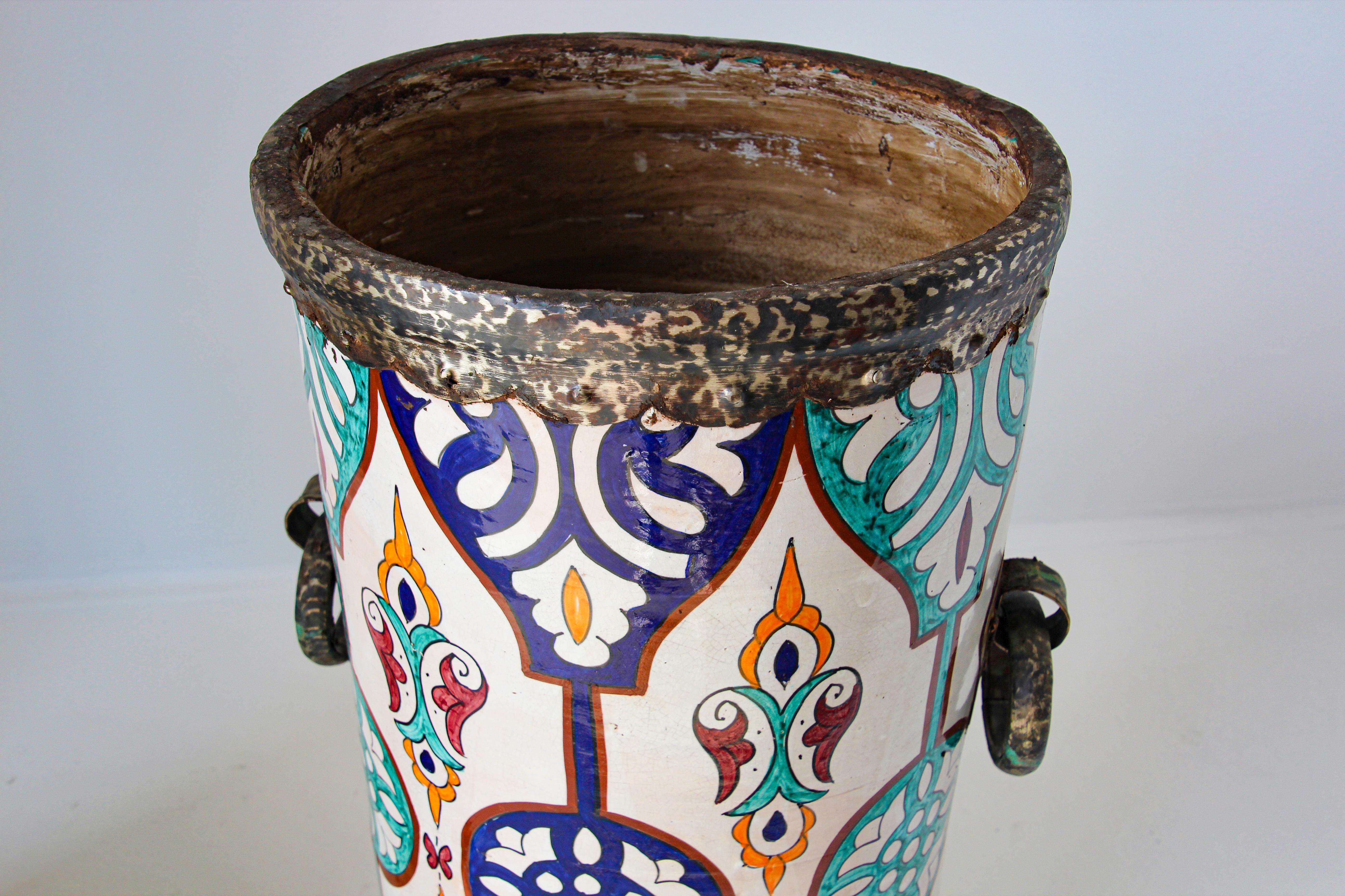Handcrafted Moorish Ceramic Planters with Handles For Sale 3