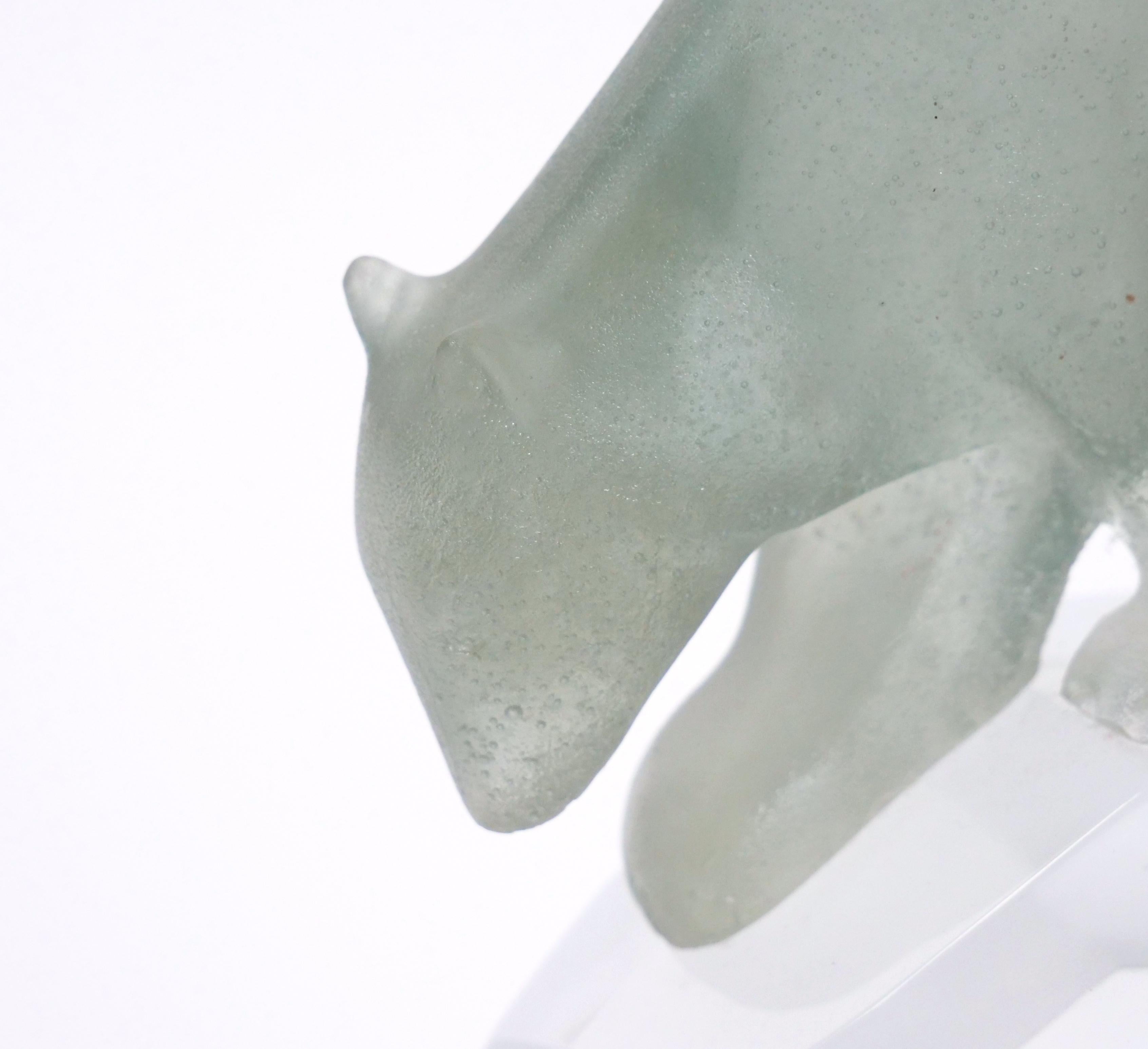 Hand Crafted/Mouth Blown Glass Daum Decorative Sculpture / Standing Polar Bear For Sale 4