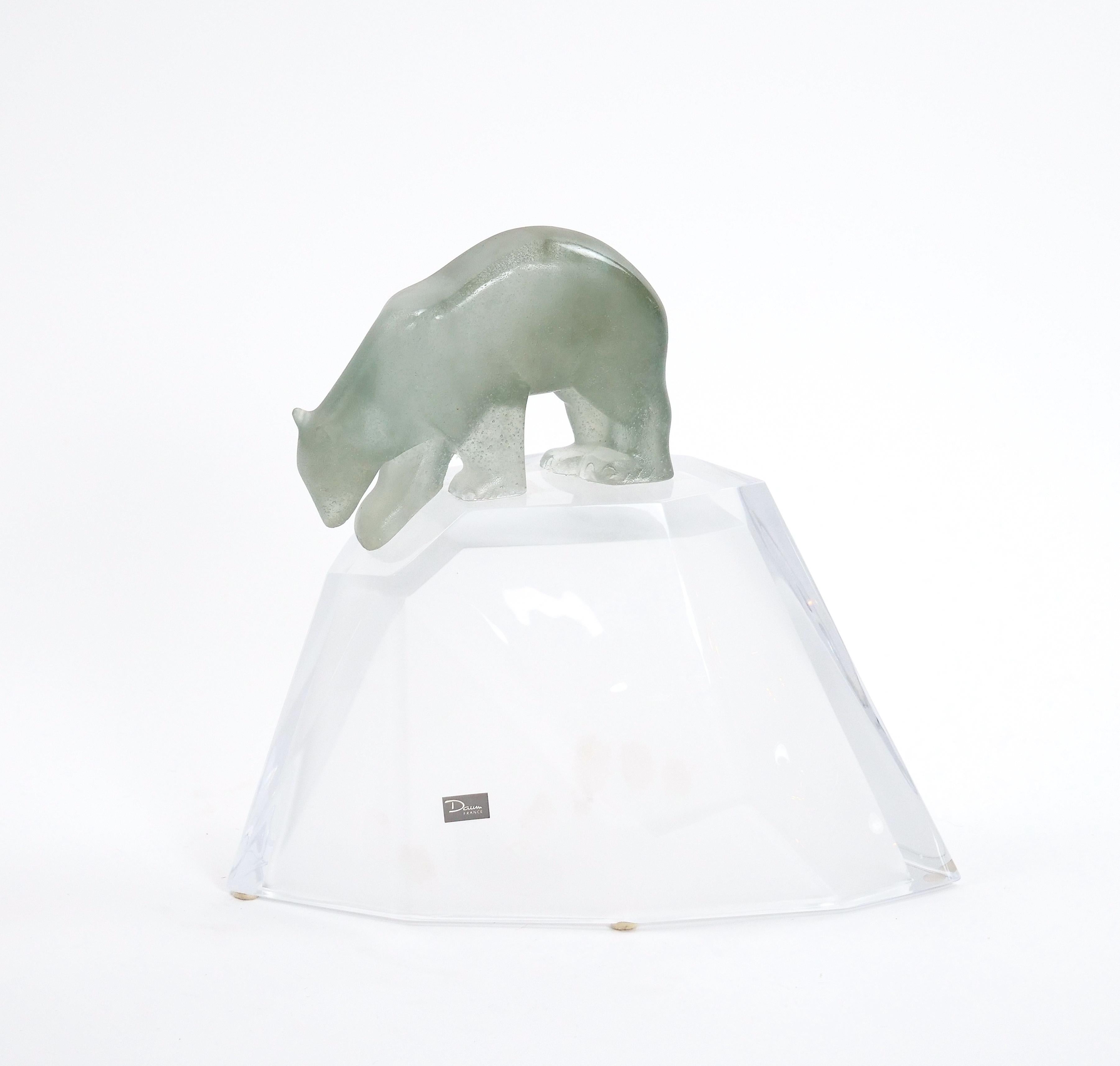 Hand Crafted/Mouth Blown Glass Daum Decorative Sculpture / Standing Polar Bear For Sale 6