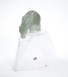 Hand Crafted/Mouth Blown Glass Daum Decorative Sculpture / Standing Polar Bear