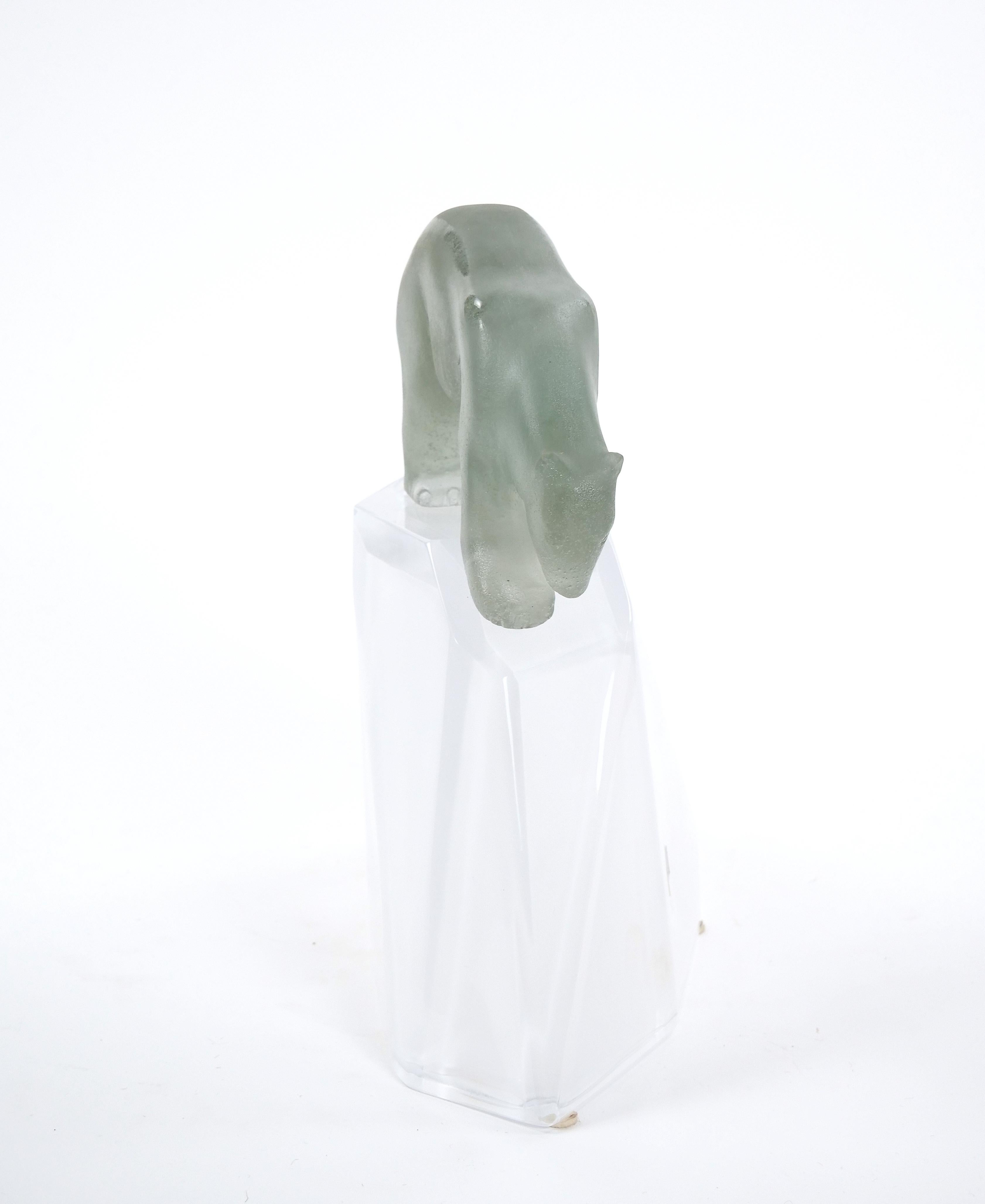 French Hand Crafted/Mouth Blown Glass Daum Decorative Sculpture / Standing Polar Bear For Sale
