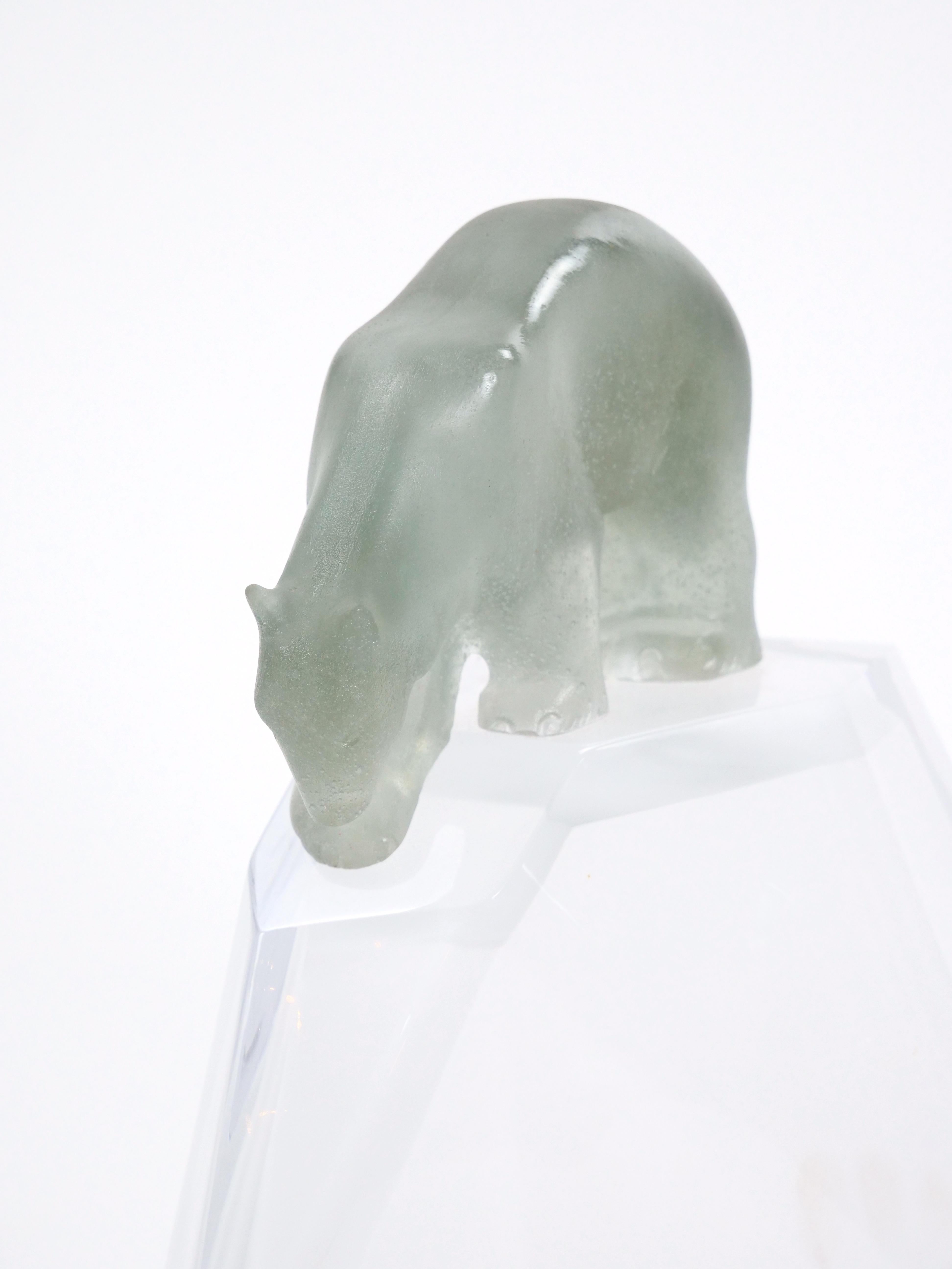 Cut Glass Hand Crafted/Mouth Blown Glass Daum Decorative Sculpture / Standing Polar Bear For Sale