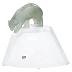 Escultura Decorativa Daum de Vidrio Soplado a Mano / Oso Polar de Pie