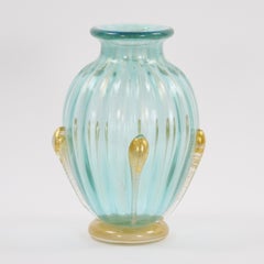 Vase en verre vénitien exquis à mouchetures d'or soufflé à la bouche et fabriqué à la main