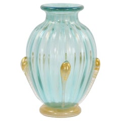 Hand-crafted Mouth Blown Gold Flecks Exquisite Venetian Glass Vase