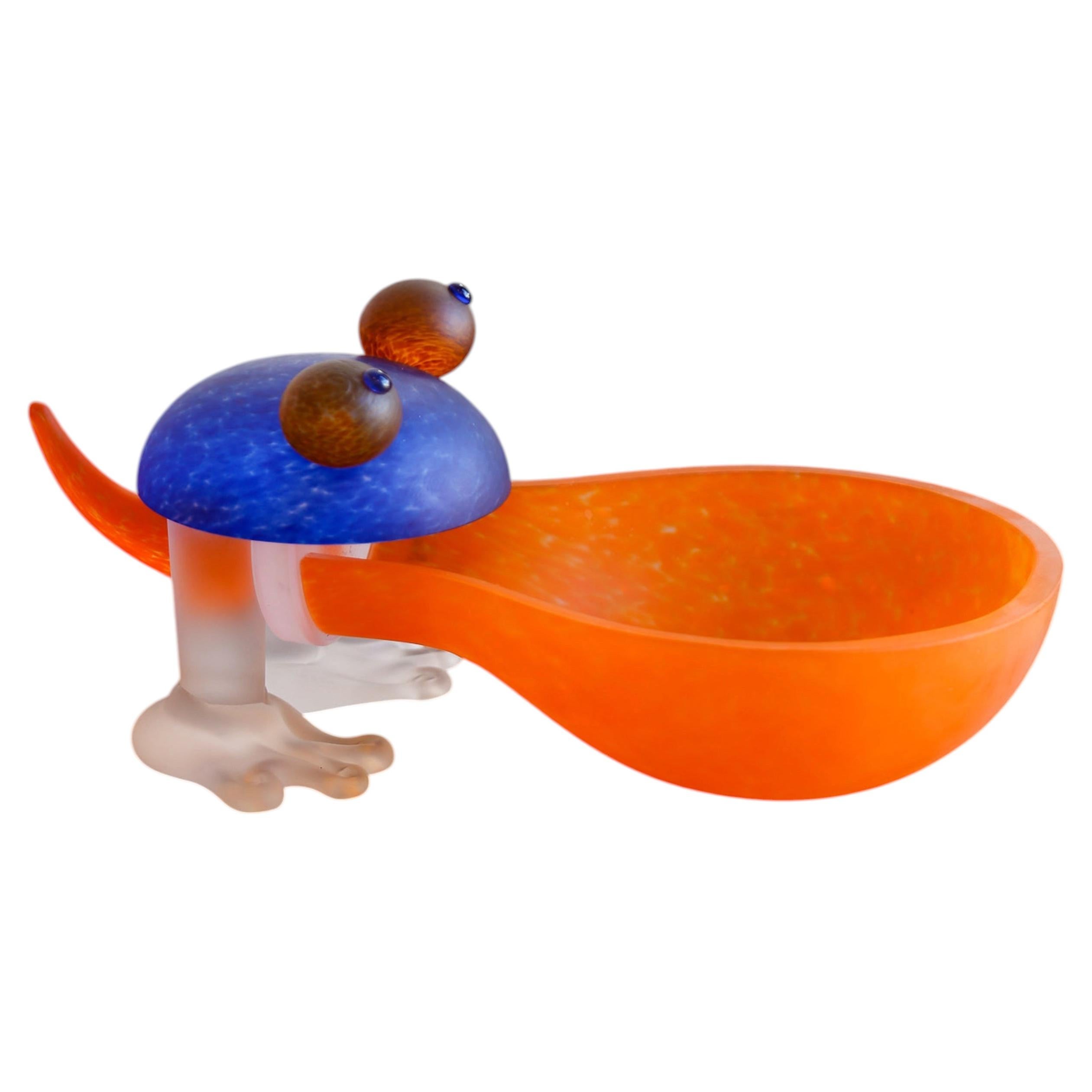 Hand-Crafted Murano Glass Frog Bowl Sculpture from Italy, 1980s
