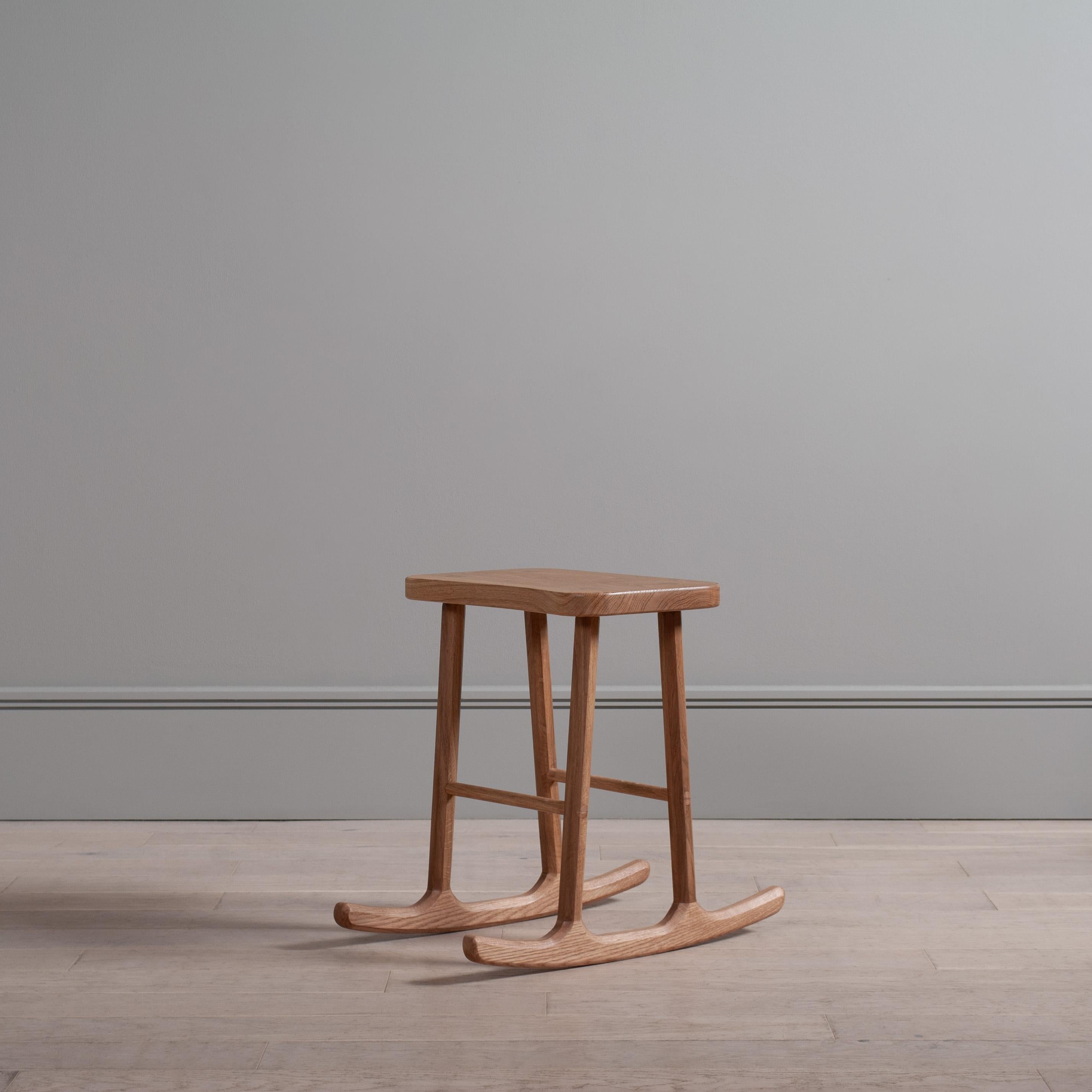 Hand-crafted Oak rocking stool. Handmade in England using European oak.
Finished in durable eco-friendly oil.
Ideal for sitting at your desk when you don't like sitting still for too long.