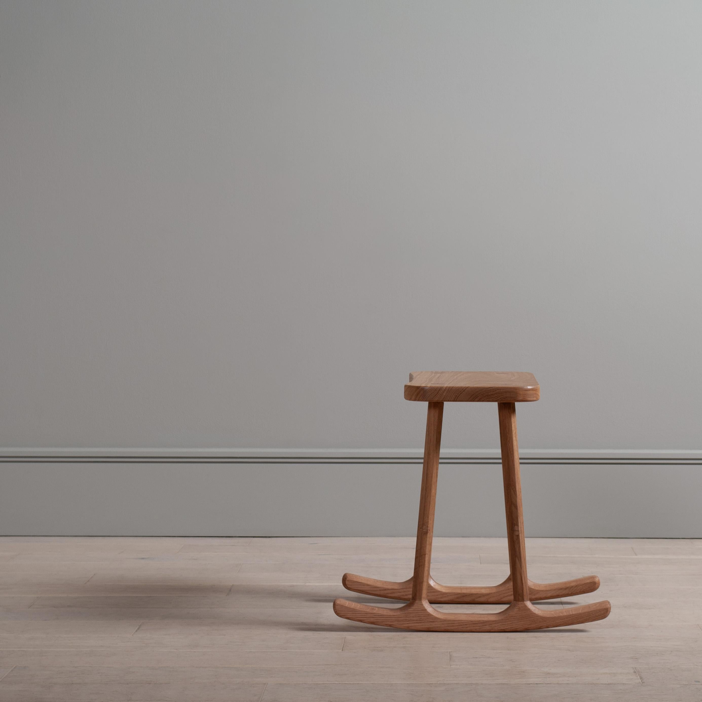 Modern Hand-crafted Oak Rocker Stool For Sale