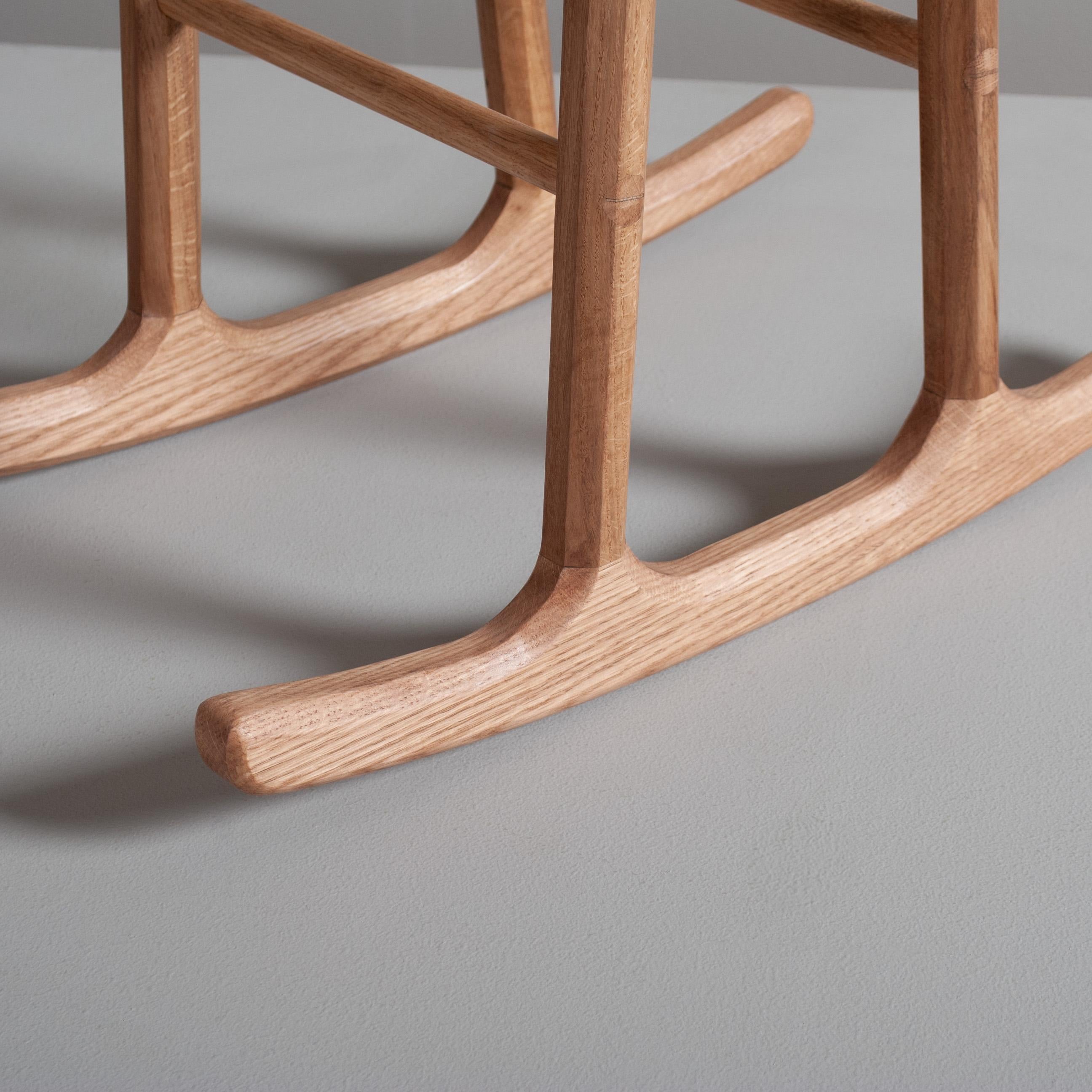 English Hand-crafted Oak Rocker Stool For Sale