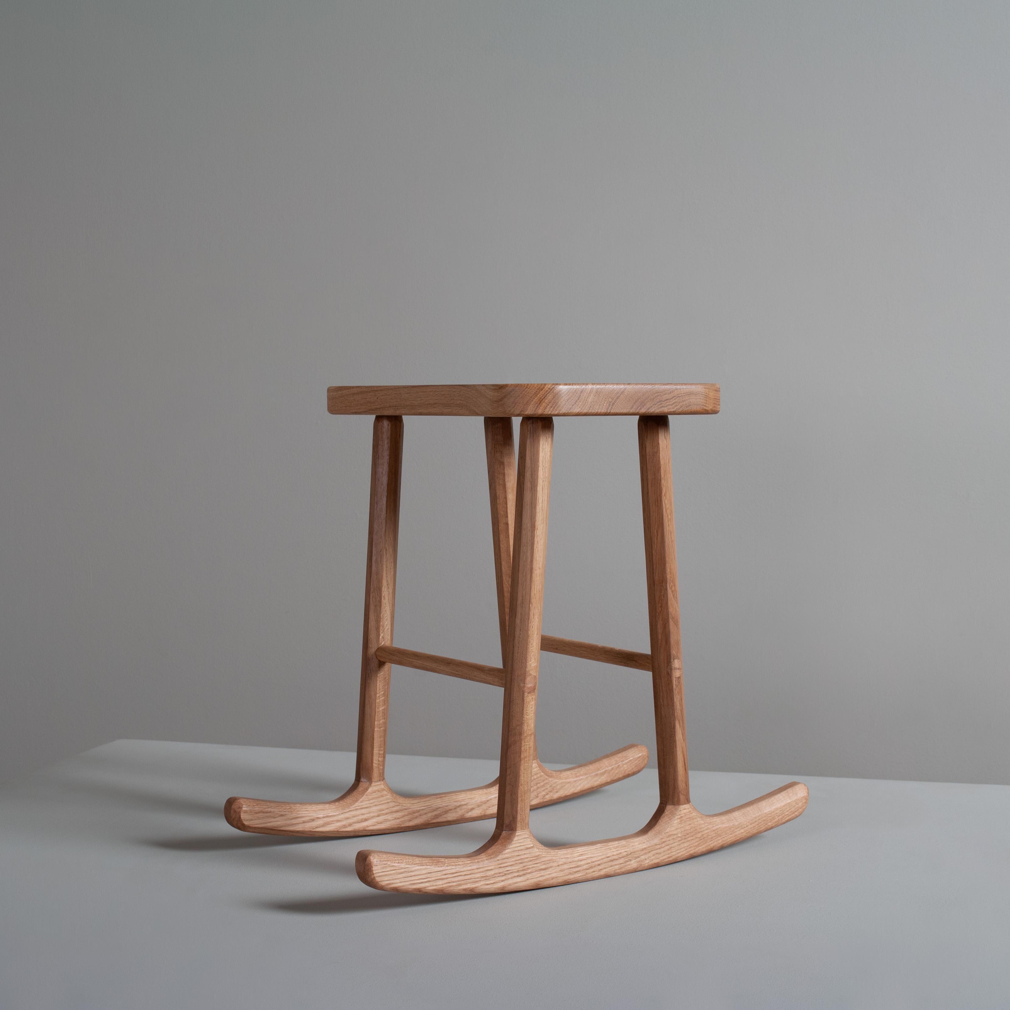 Hand-crafted Oak Rocker Stool In New Condition For Sale In London, GB