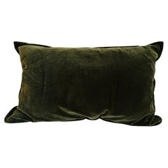 Hand-Crafted Olive Green Velvet Lumbar Pillow