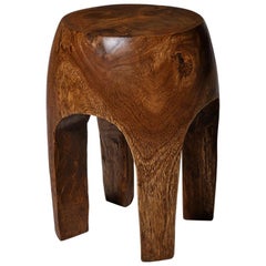 Handcrafted Palmtree Wooden Stool, 1970s