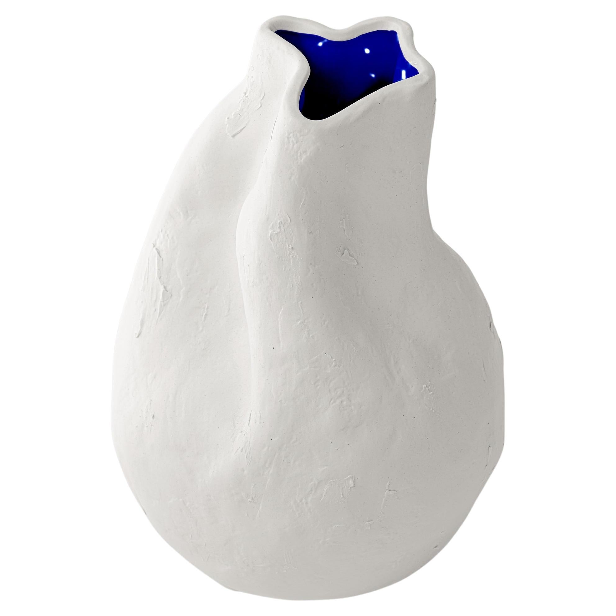 Hand-crafted Porcelain Alexis White Vase For Sale