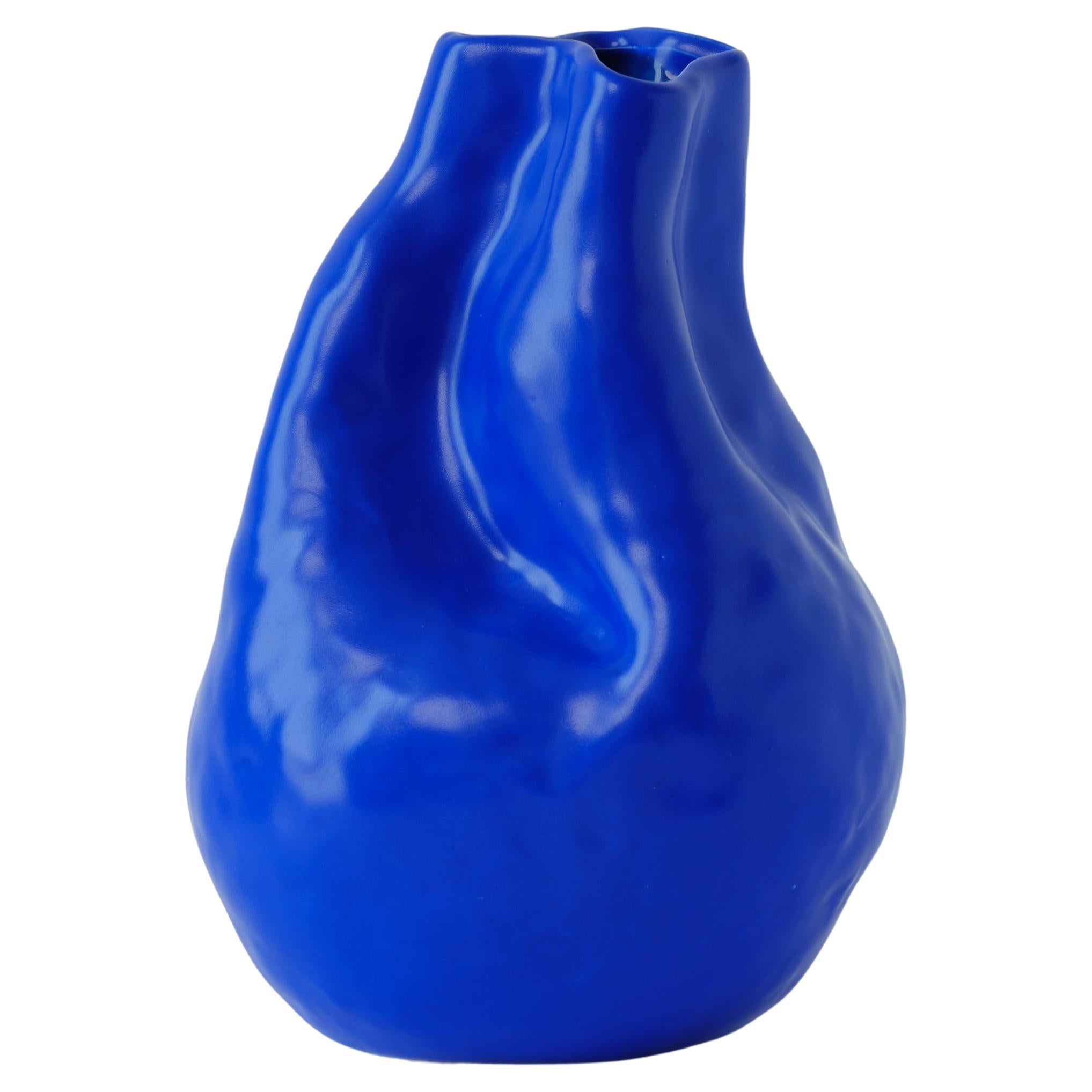 Hand-crafted Porcelain Blue Alexis Vase For Sale