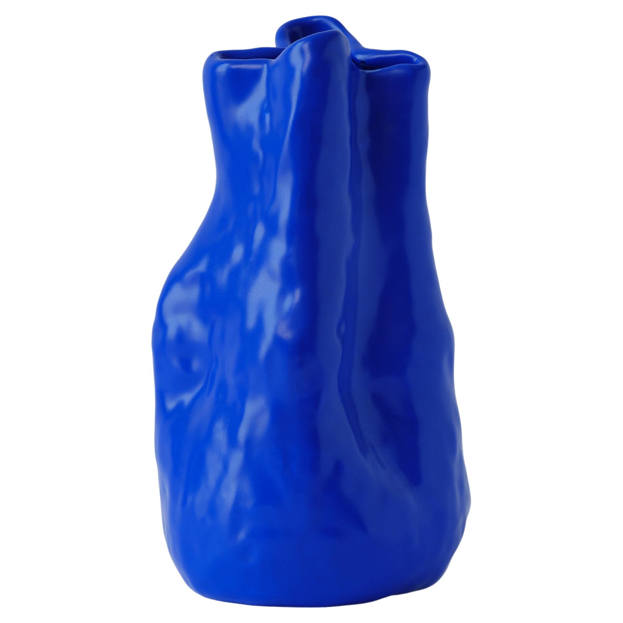Vase en porcelaine bleu foncé de Géorgie fabriqué à la main