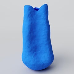 Vase Barbara en porcelaine bleu mat fabriqué à la main