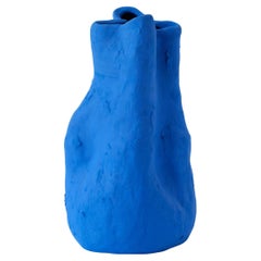 Handgefertigte mattblaue Georgia-Vase aus Porzellan