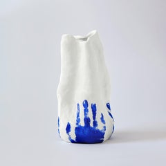 Hand-crafted Porcelain White and Blue Georgia Vase