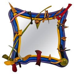Miroir mural post-moderne fabriqué à la main par Robert Field