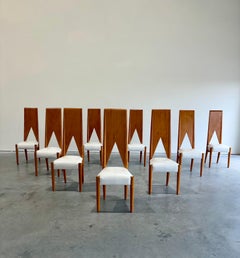 Handgefertigtes postmodernes skulpturales Esstischset, Tisch und 9 Stühle