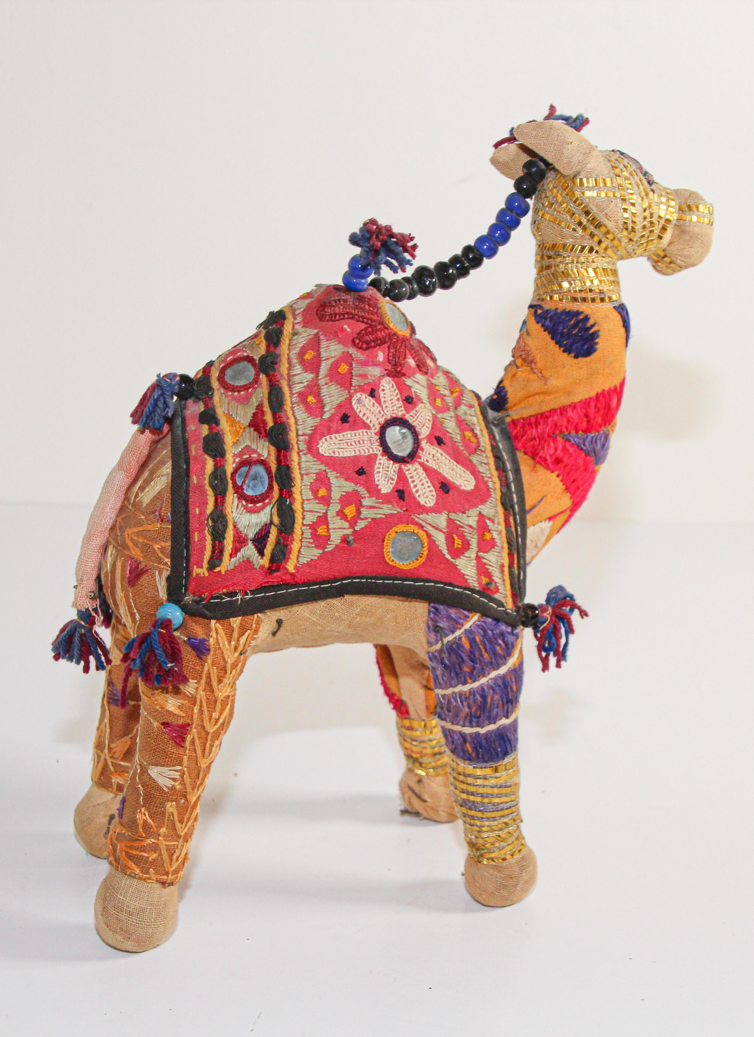 Anglo Raj Handcrafted Raj Vintage Stuffed Cotton Embroidered Camel Toy, India, 1950