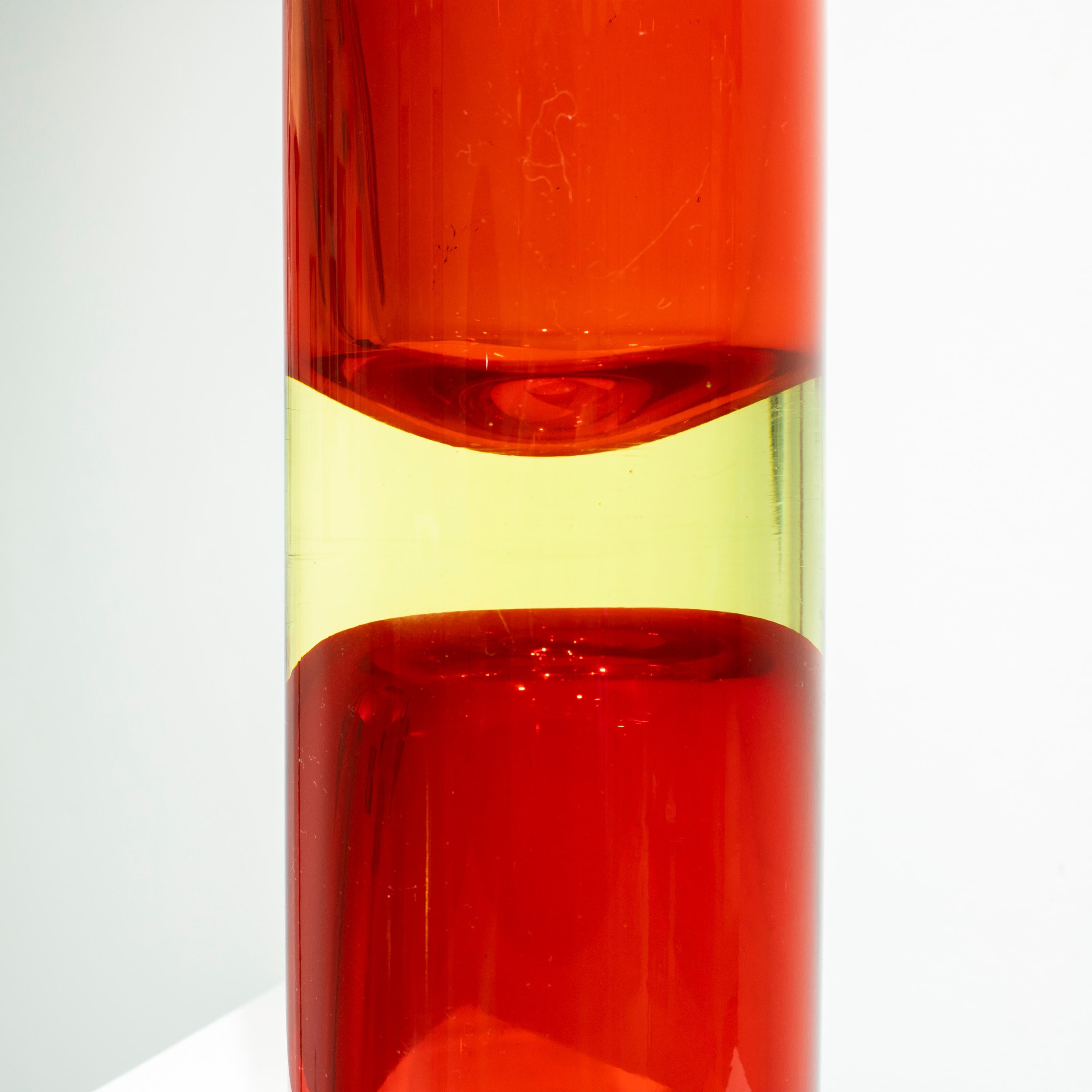 italien Vase double de Murano rouge fabriqué à la main, Italie, 1970 en vente