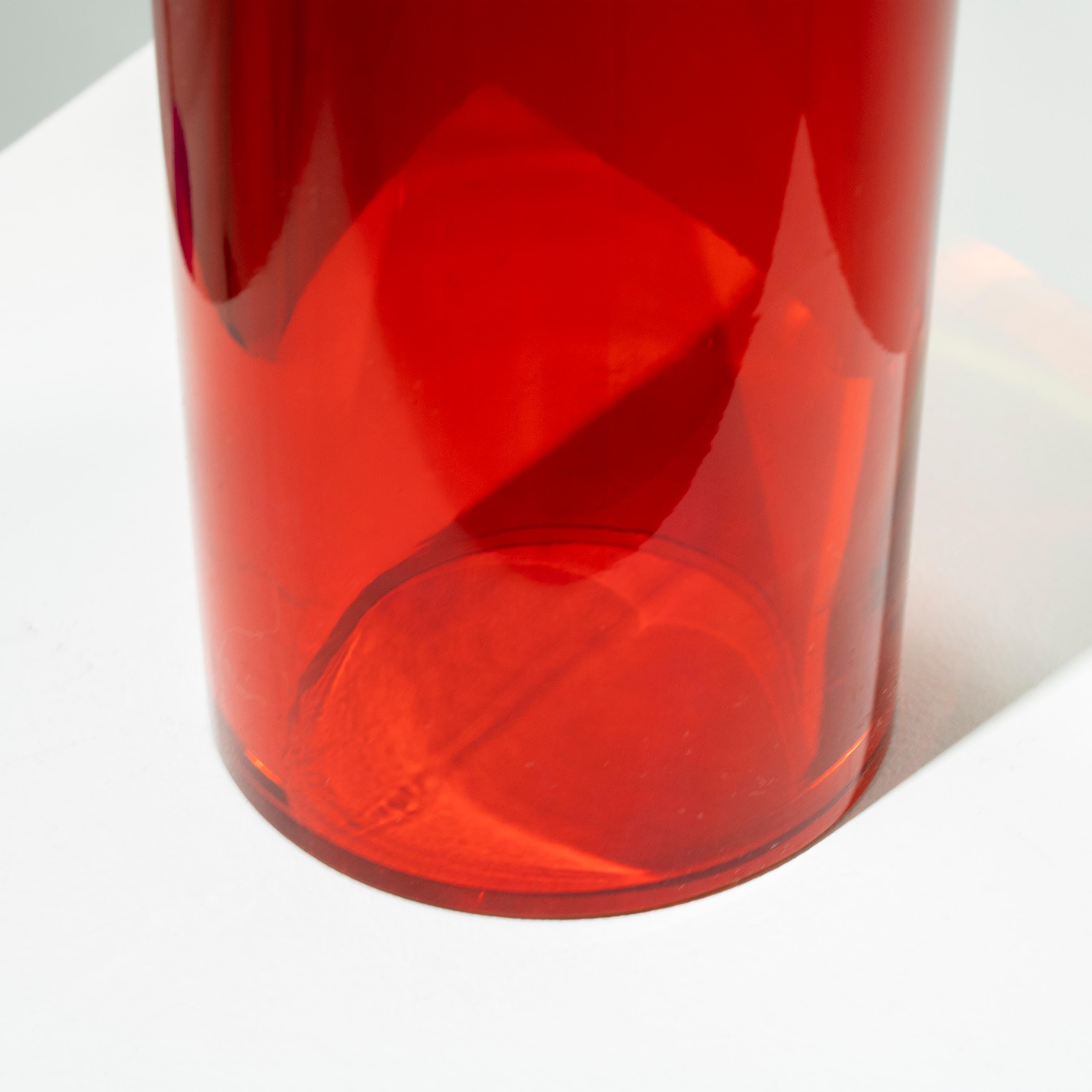 Fin du 20e siècle Vase double de Murano rouge fabriqué à la main, Italie, 1970 en vente