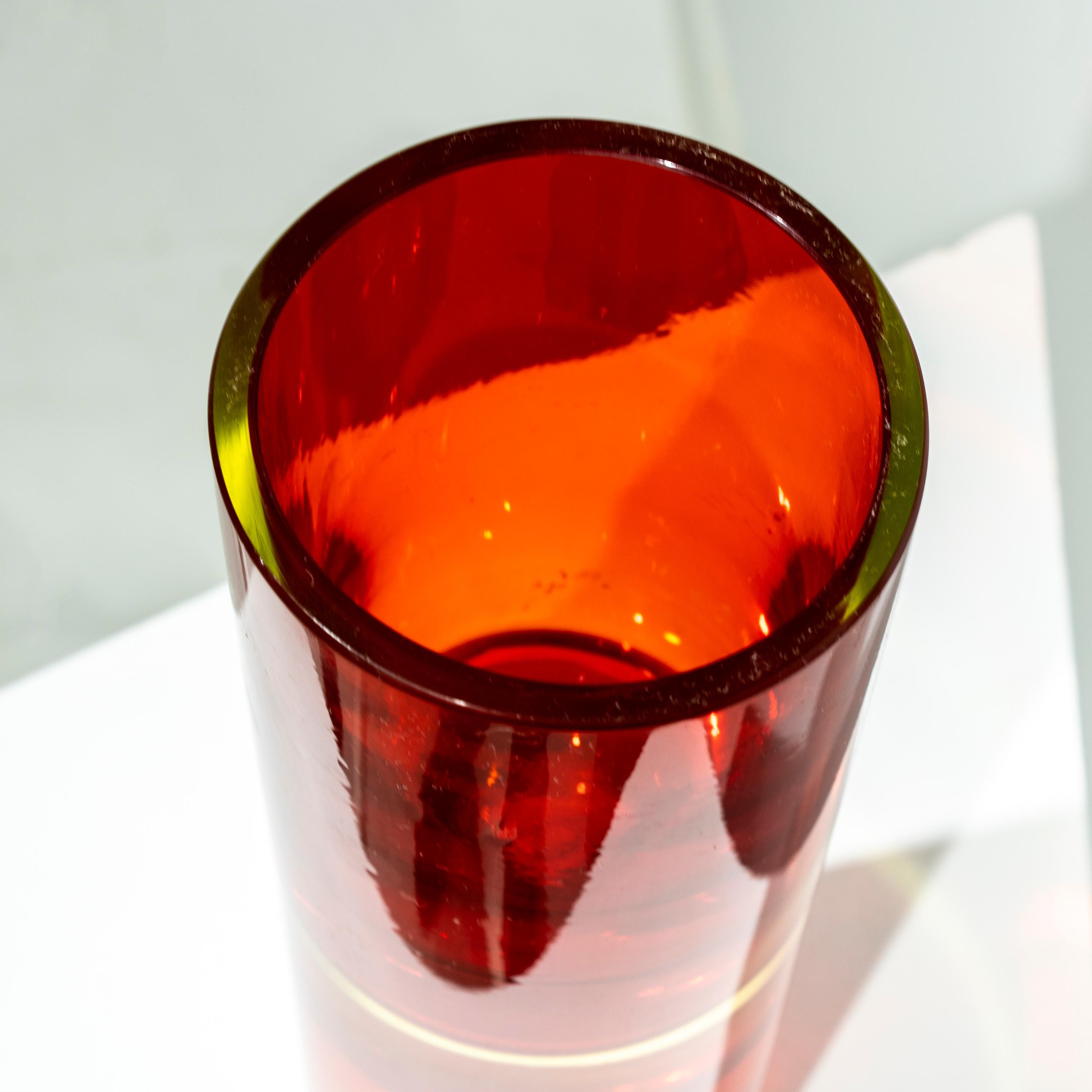Handgefertigte rote Murano-Doppelvase, Italien, 1970 (Muranoglas) im Angebot