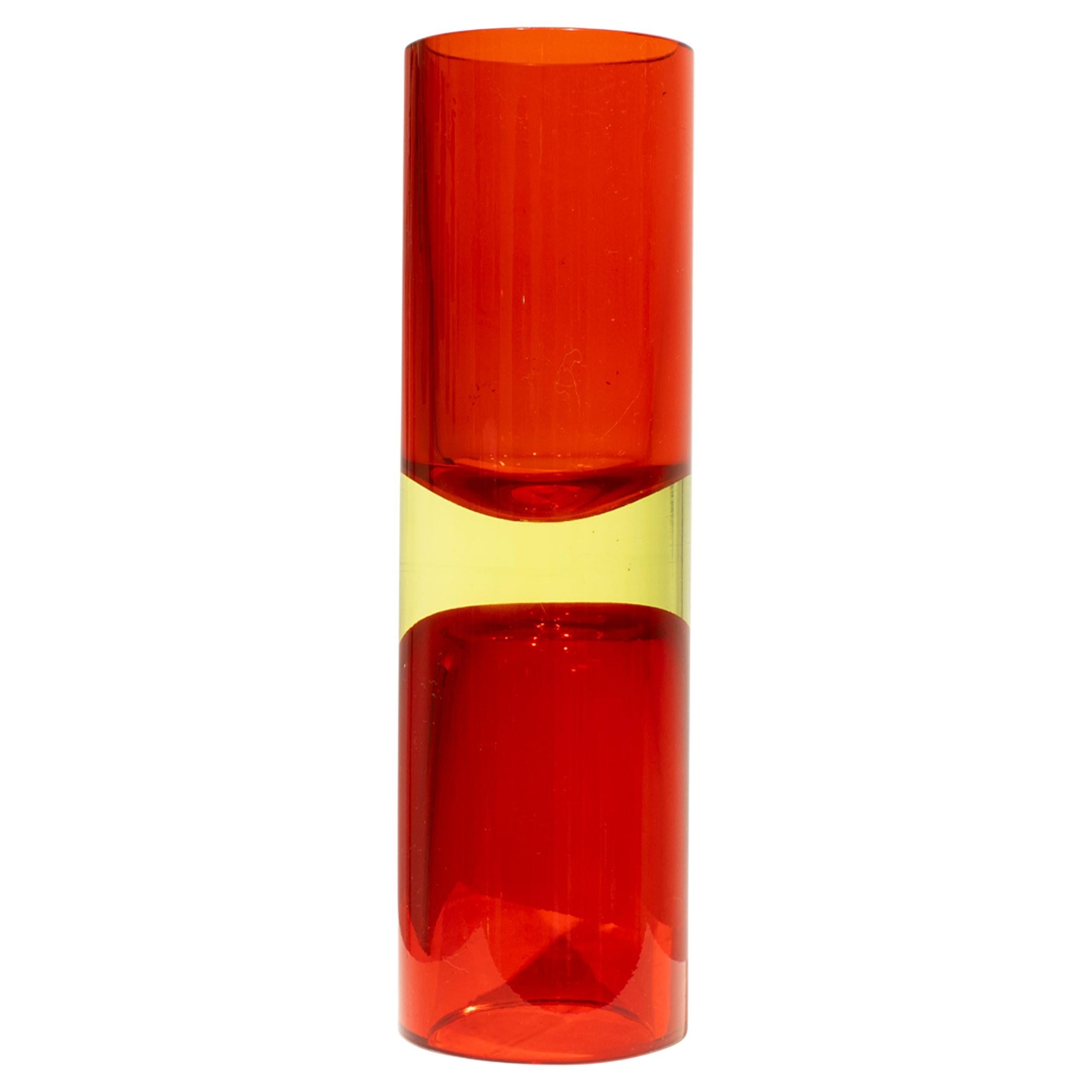 Vase double de Murano rouge fabriqué à la main, Italie, 1970