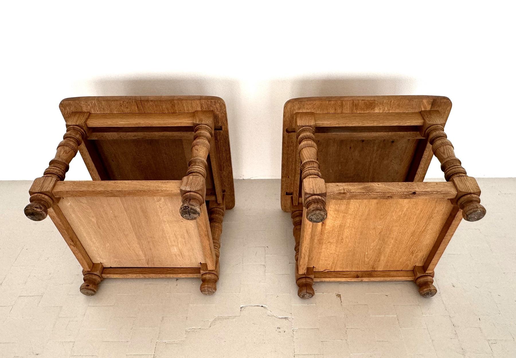 Tables d'appoint en chêne rustique texturé, fabriquées à la main par Vereinigte Werkstätten, 1970 en vente 7