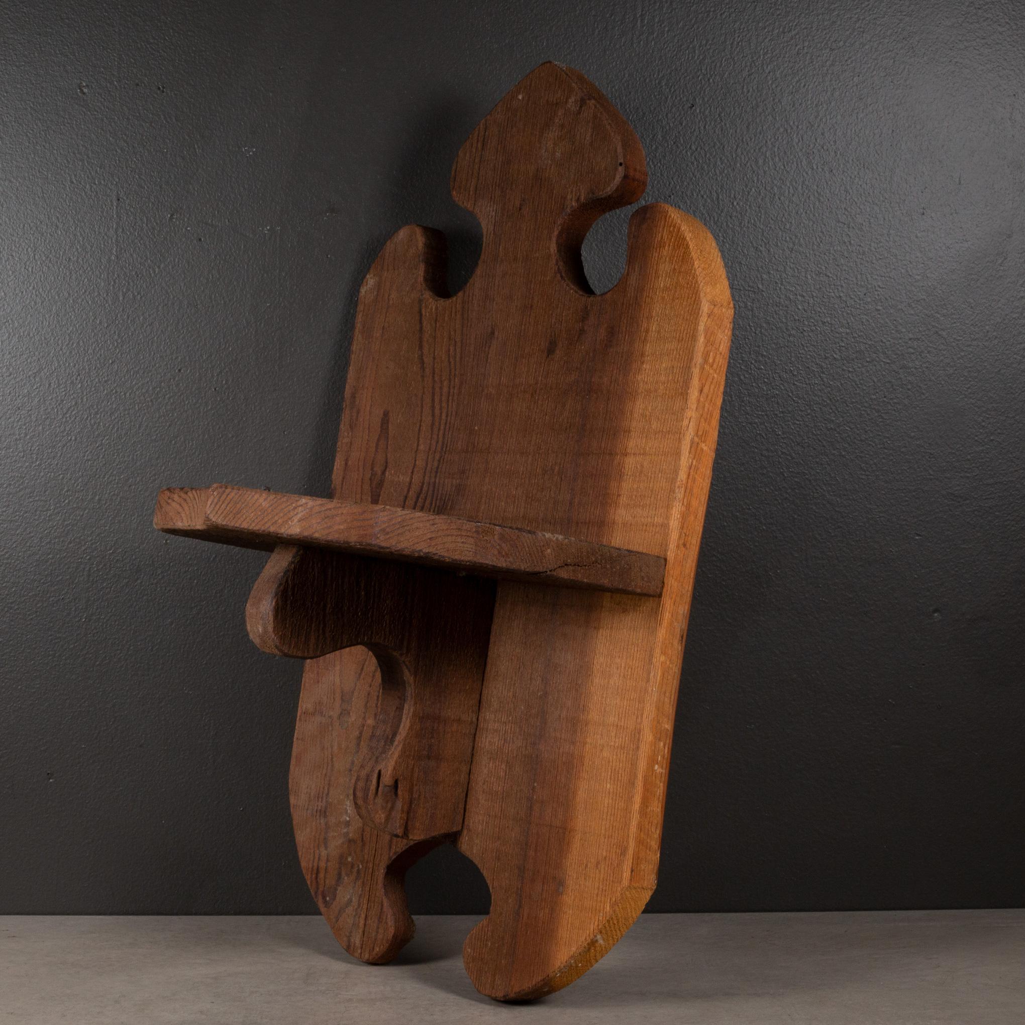 Estantería de pared rústica hecha a mano c.1940 Rústico