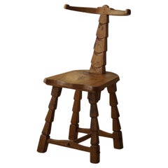 Chaise brutaliste sculpturale fabriquée à la main par un tapissier français, années 1960