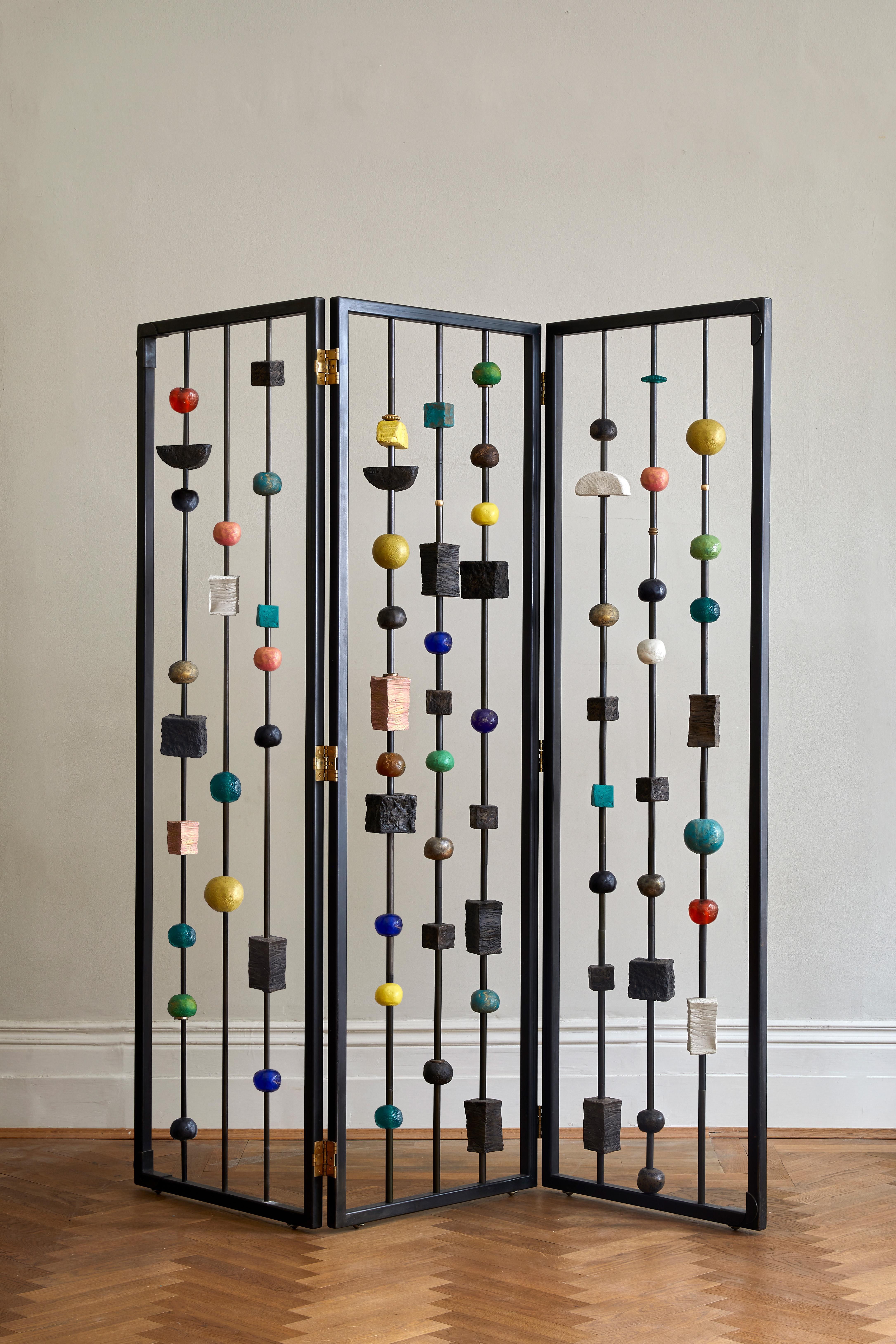 Modern Hand-Crafted Sculptural Room Divider, Colourful, by Margit Wittig For Sale