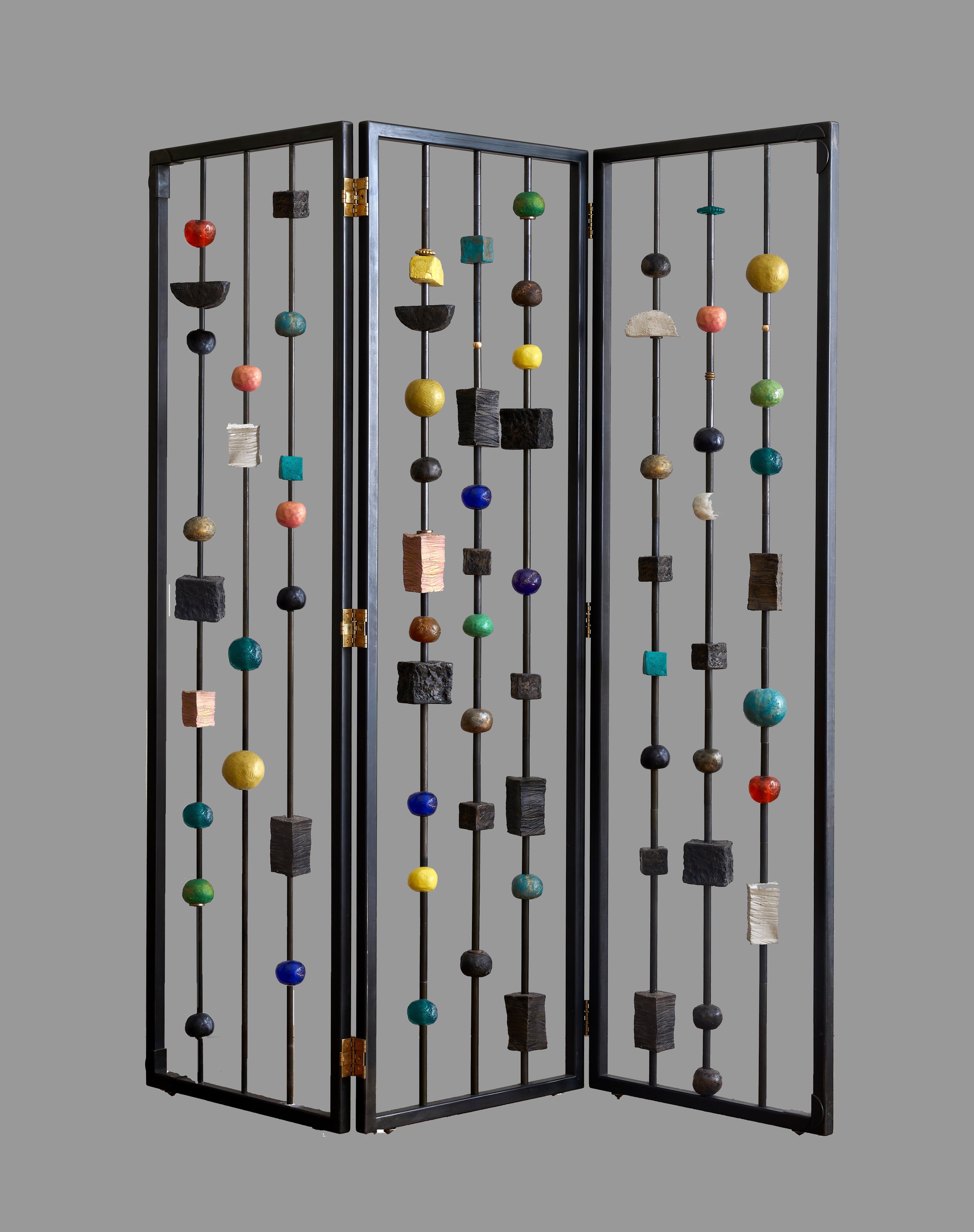 Cast Hand-Crafted Sculptural Room Divider, Colourful, by Margit Wittig For Sale