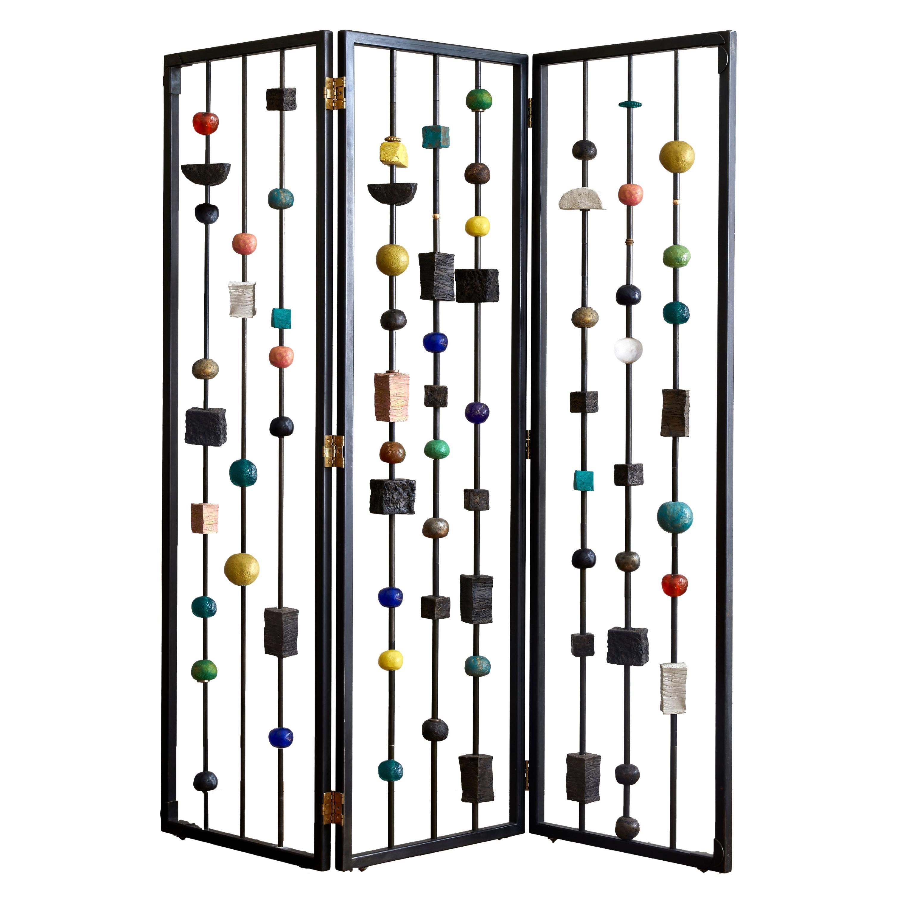 Hand-Crafted Sculptural Room Divider, Colourful, by Margit Wittig