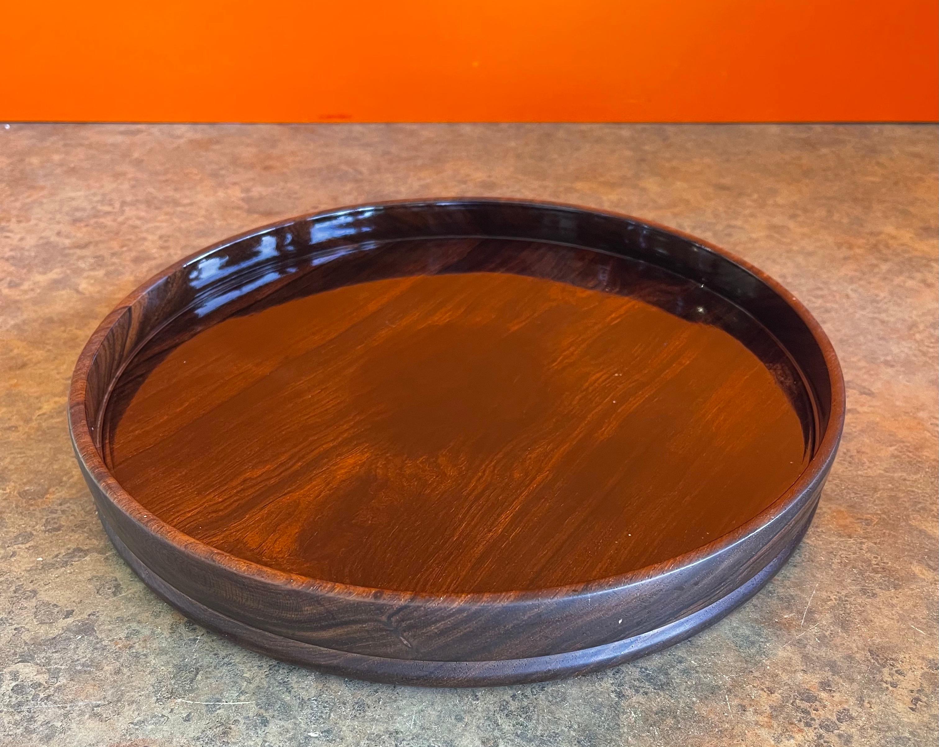Hand Crafted Serving Tray, Decanter and Eight Cups in Dark Walnut In Good Condition For Sale In San Diego, CA
