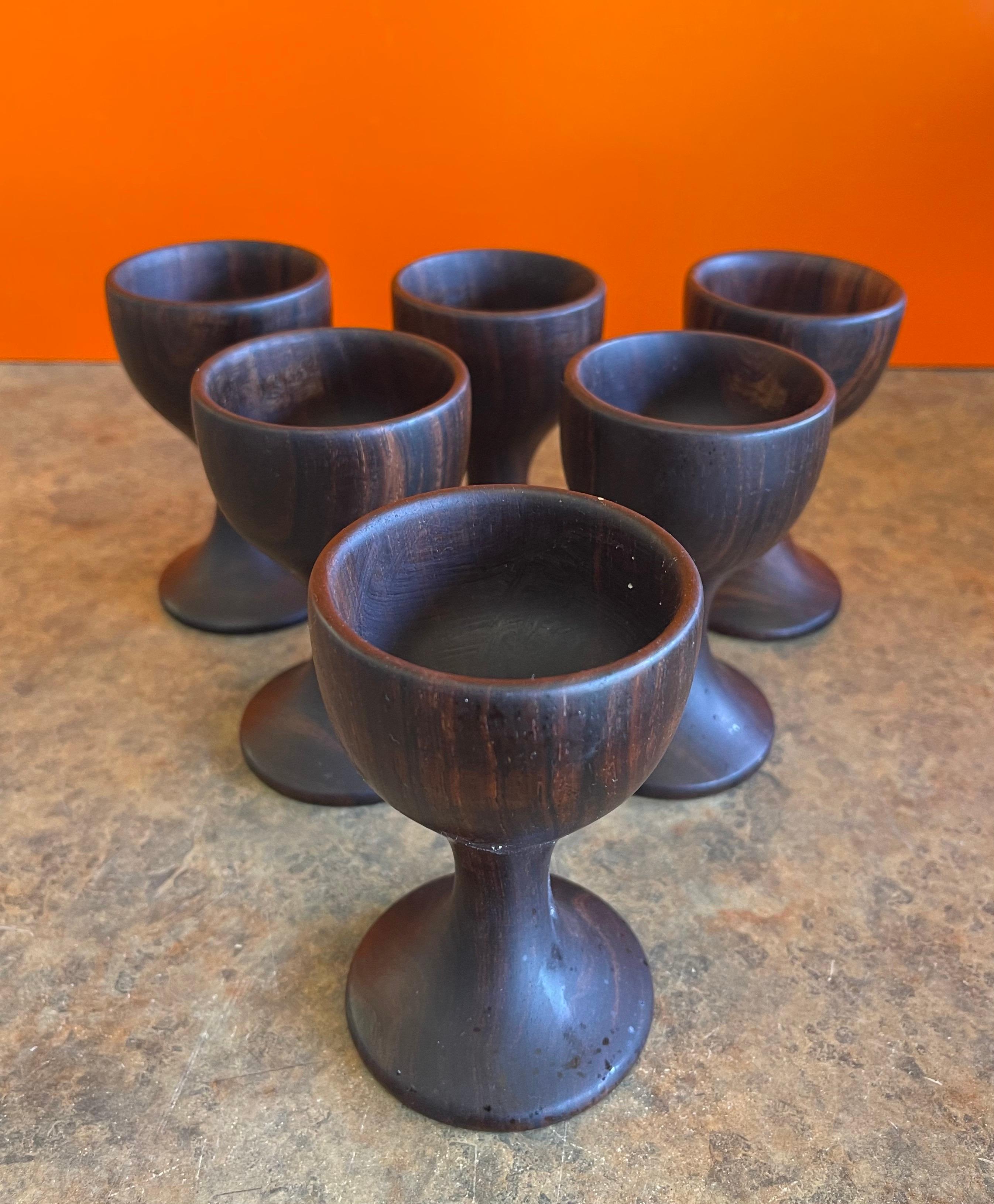 Hand Crafted Serving Tray, Decanter and Eight Cups in Dark Walnut For Sale 2