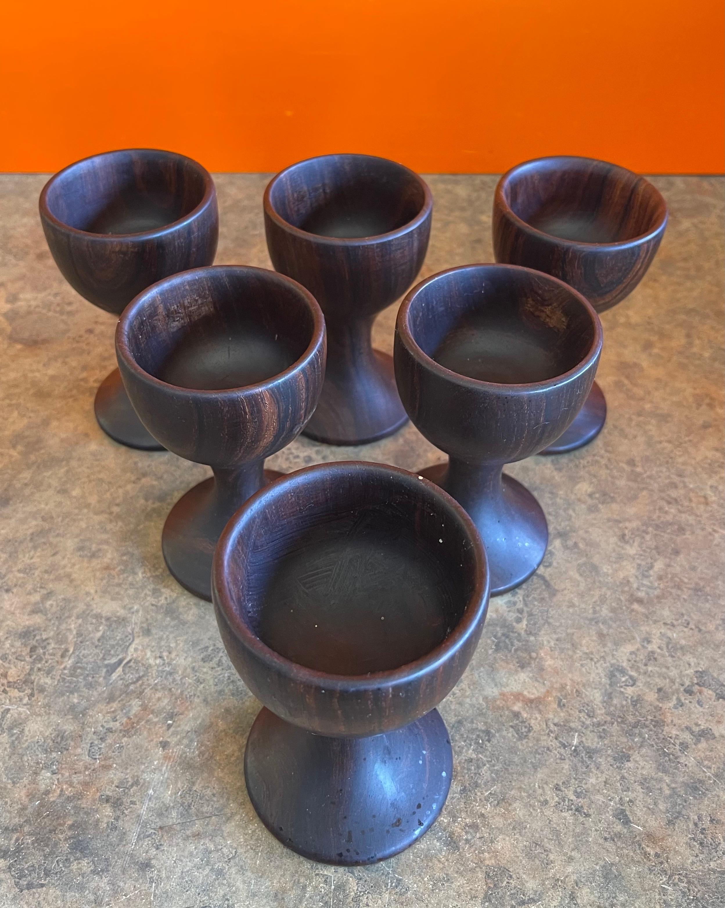 Hand Crafted Serving Tray, Decanter and Eight Cups in Dark Walnut For Sale 3