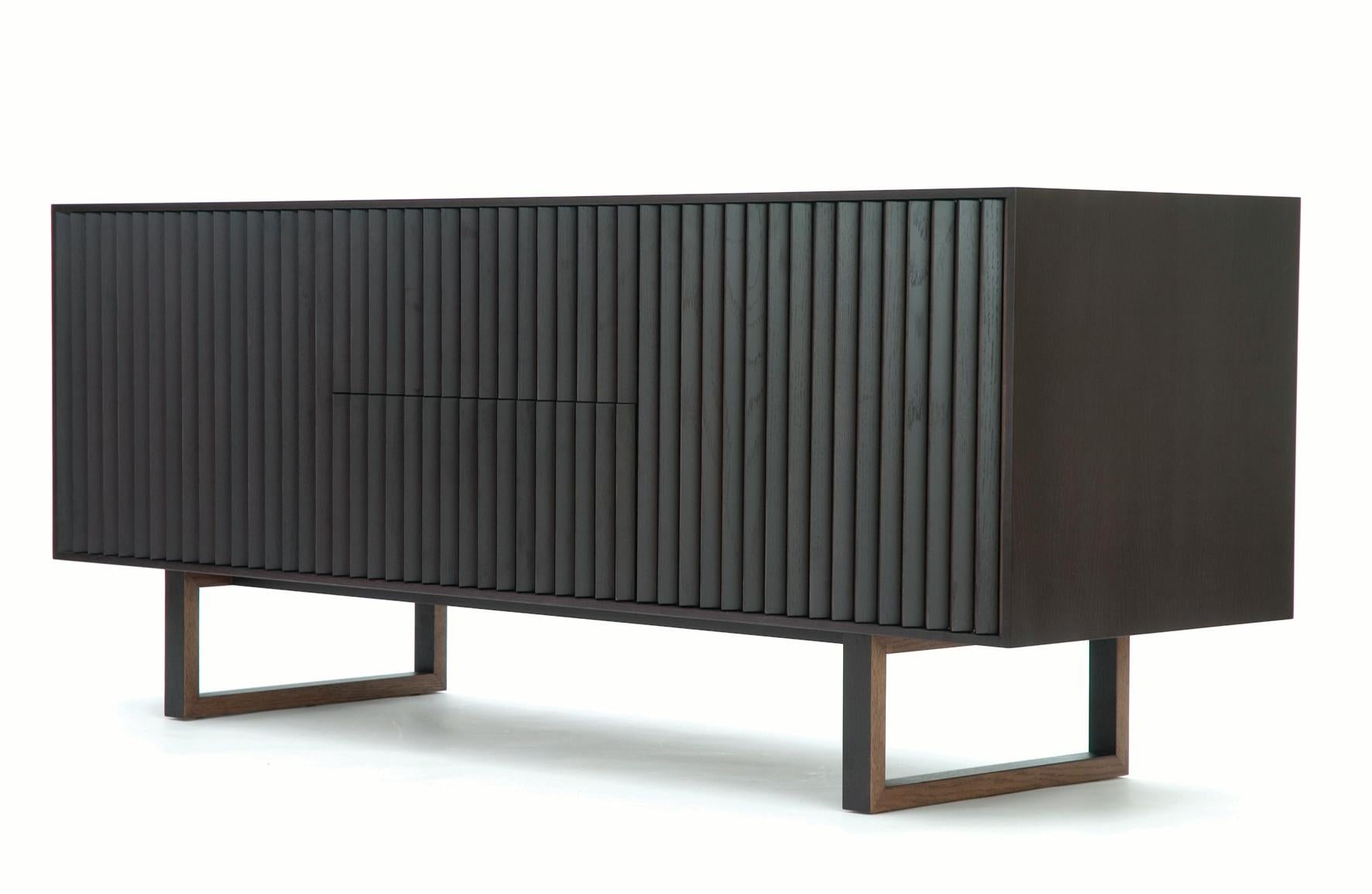 Modern Clair Sideboard Credenza By Corinna Warm in Black Ebonized Ash Wood  In New Condition For Sale In Santa Monica, CA